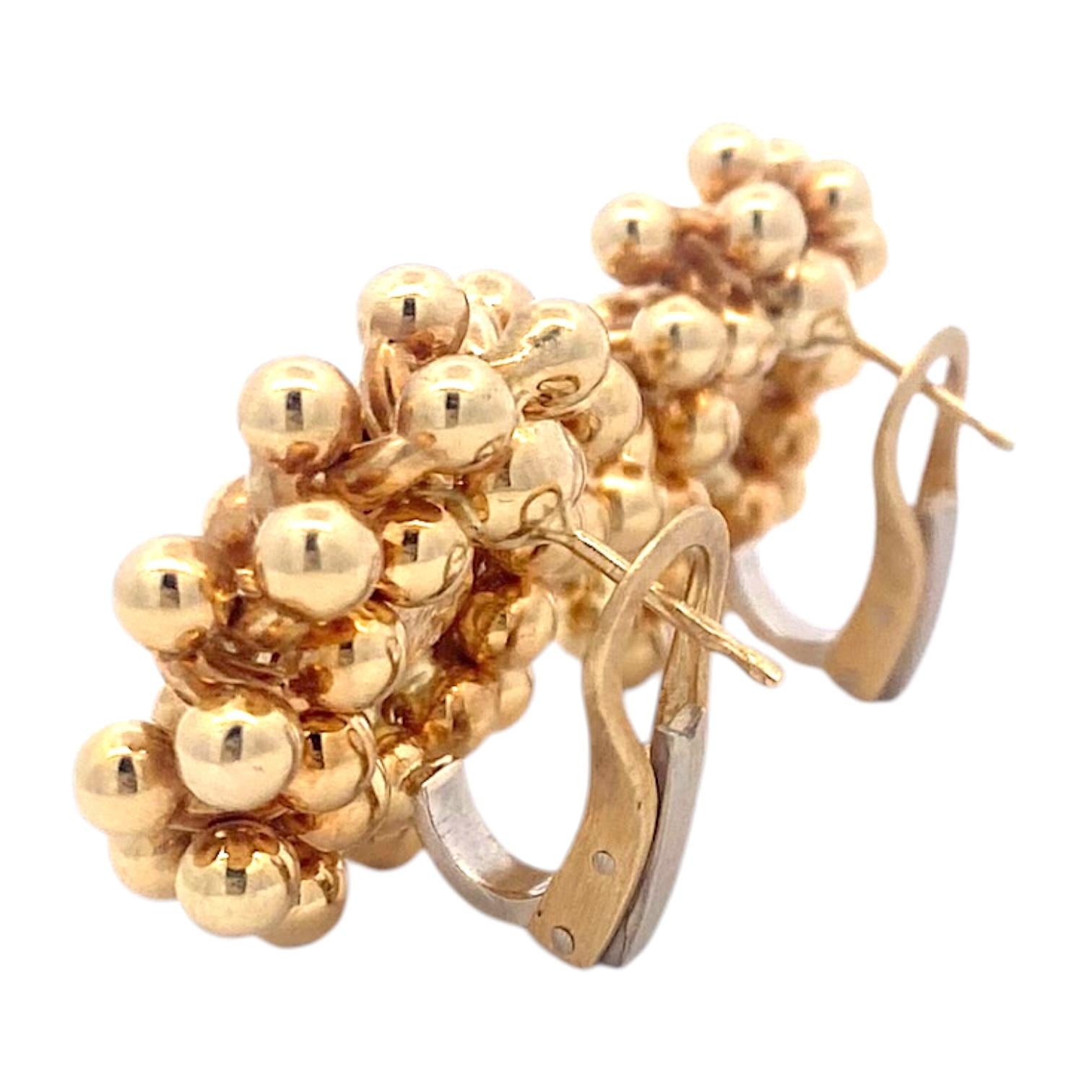 Vintage Chiampesan 18K Yellow Gold Beaded Earrings