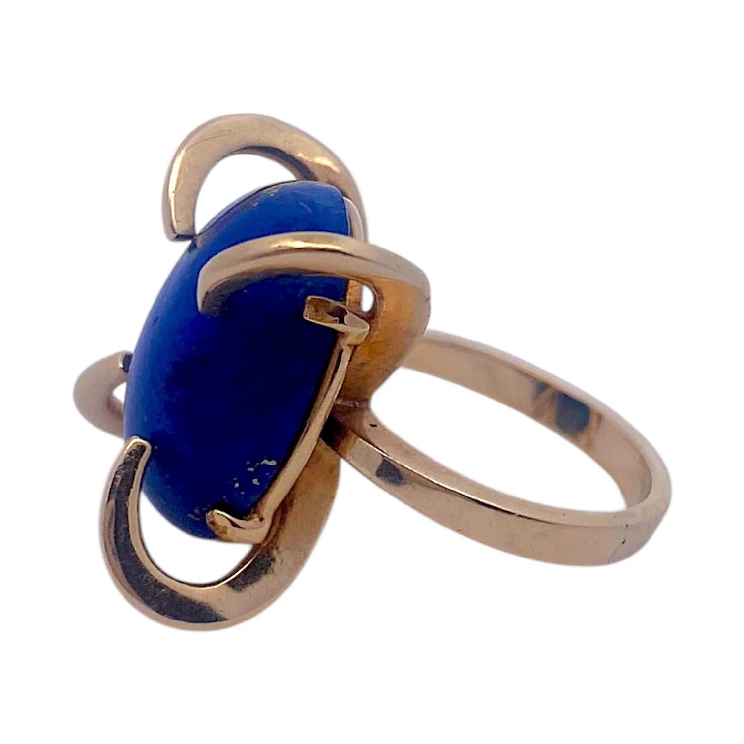 Vintage 14K Yellow Gold Lapis Lazuli Ring
