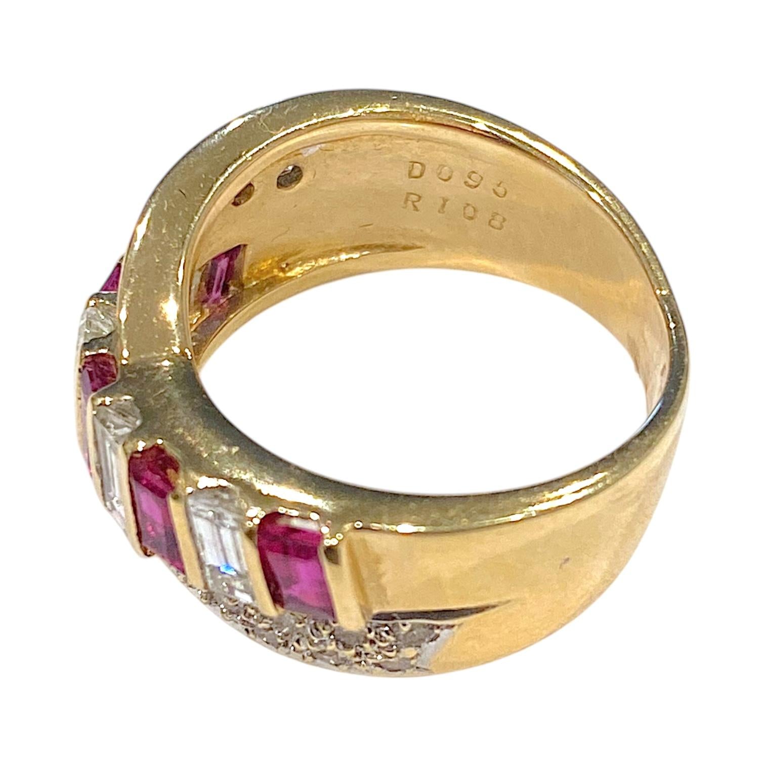 18K Gold Ruby and Diamond Crossover Ring