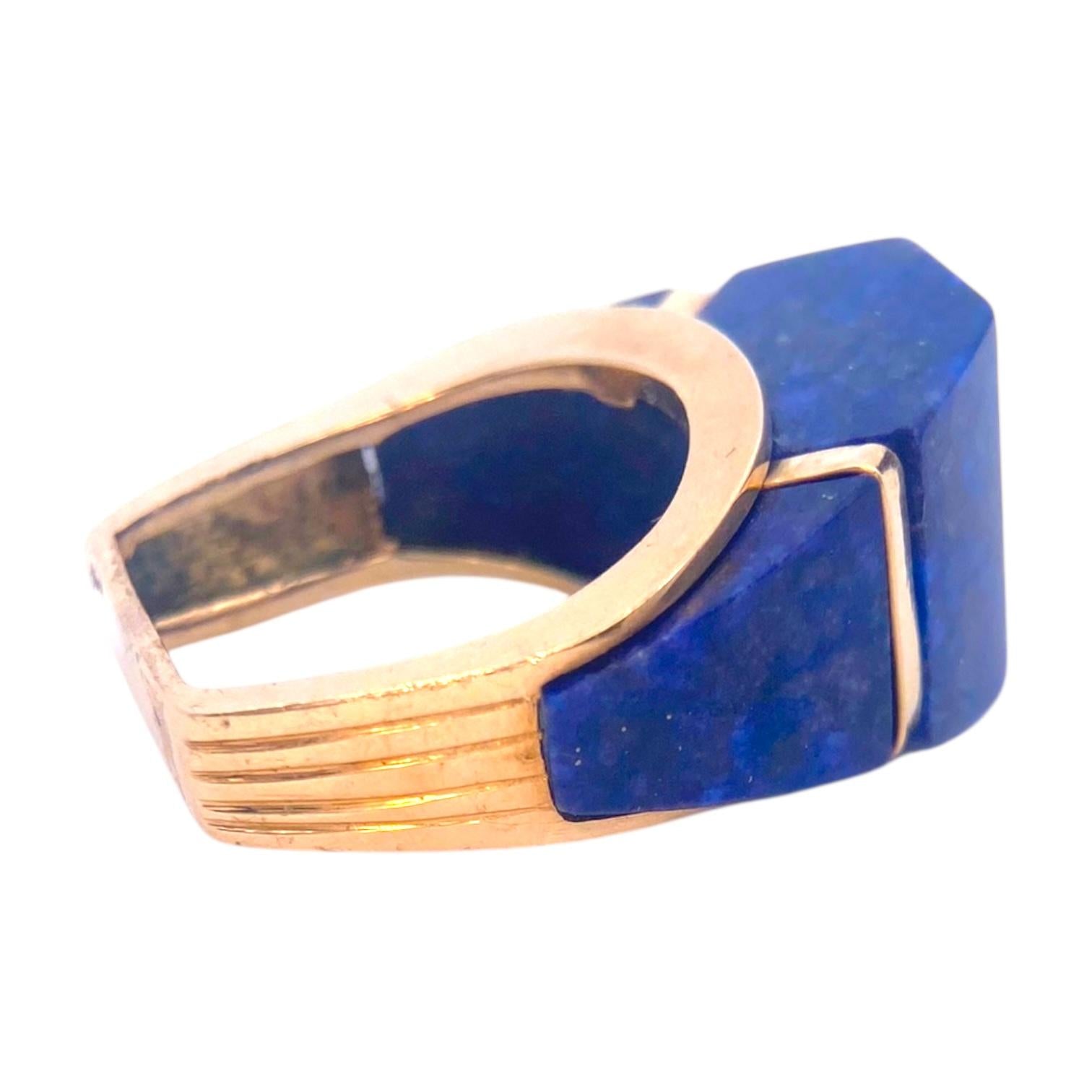 Mid-Century Design 14K Lapis Lazuli Ring