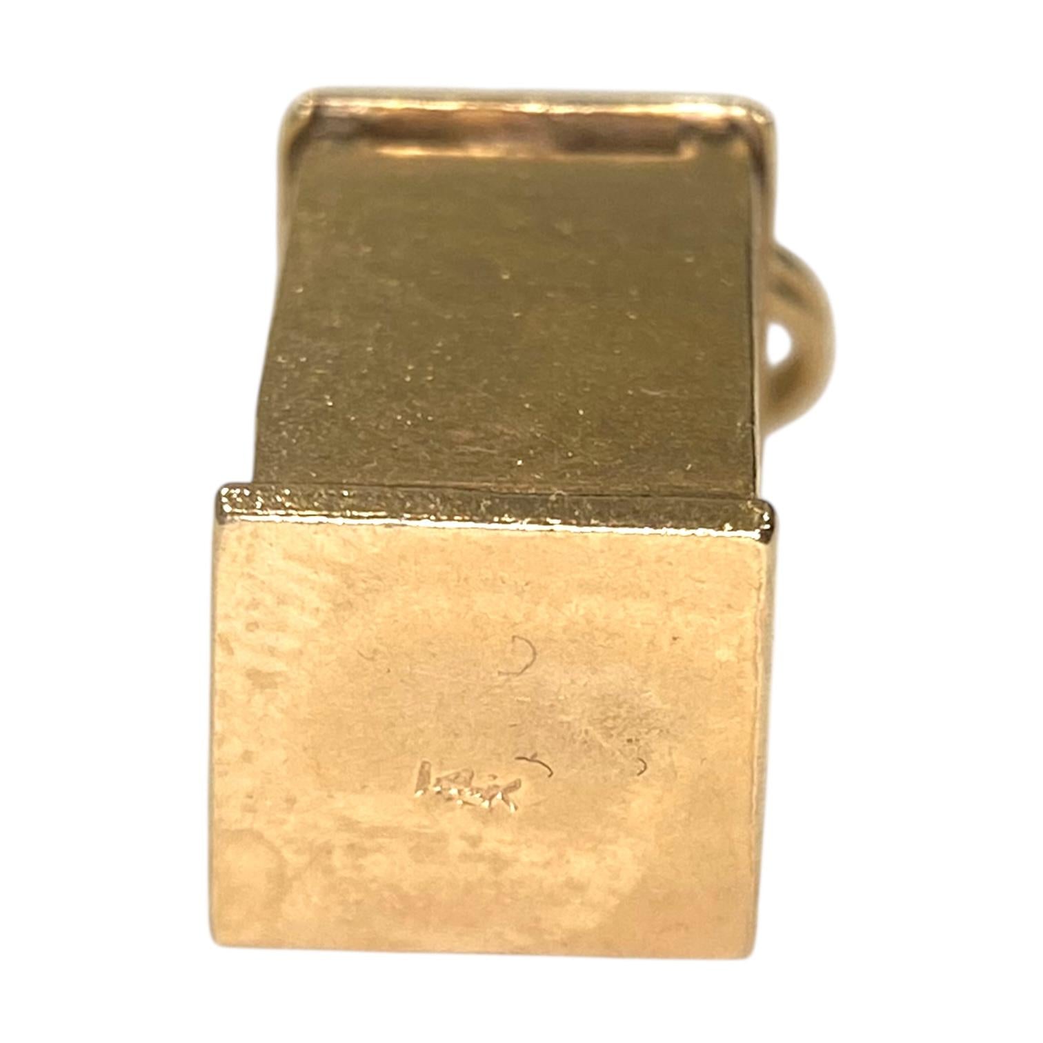 Vintage 14K Gold Articulating Phone Booth Charm Pendant