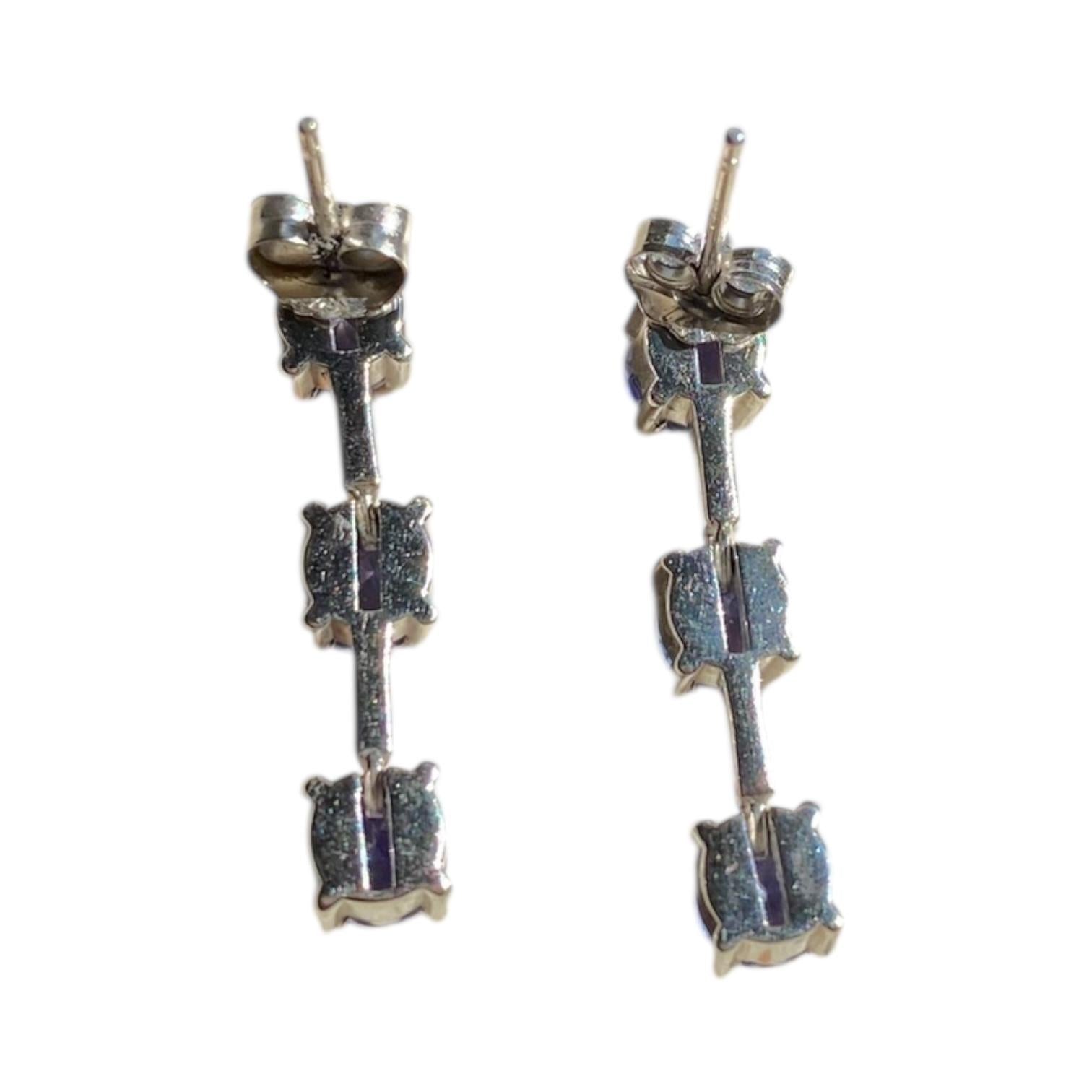 14K White Gold Tanzanite Drop Earrings