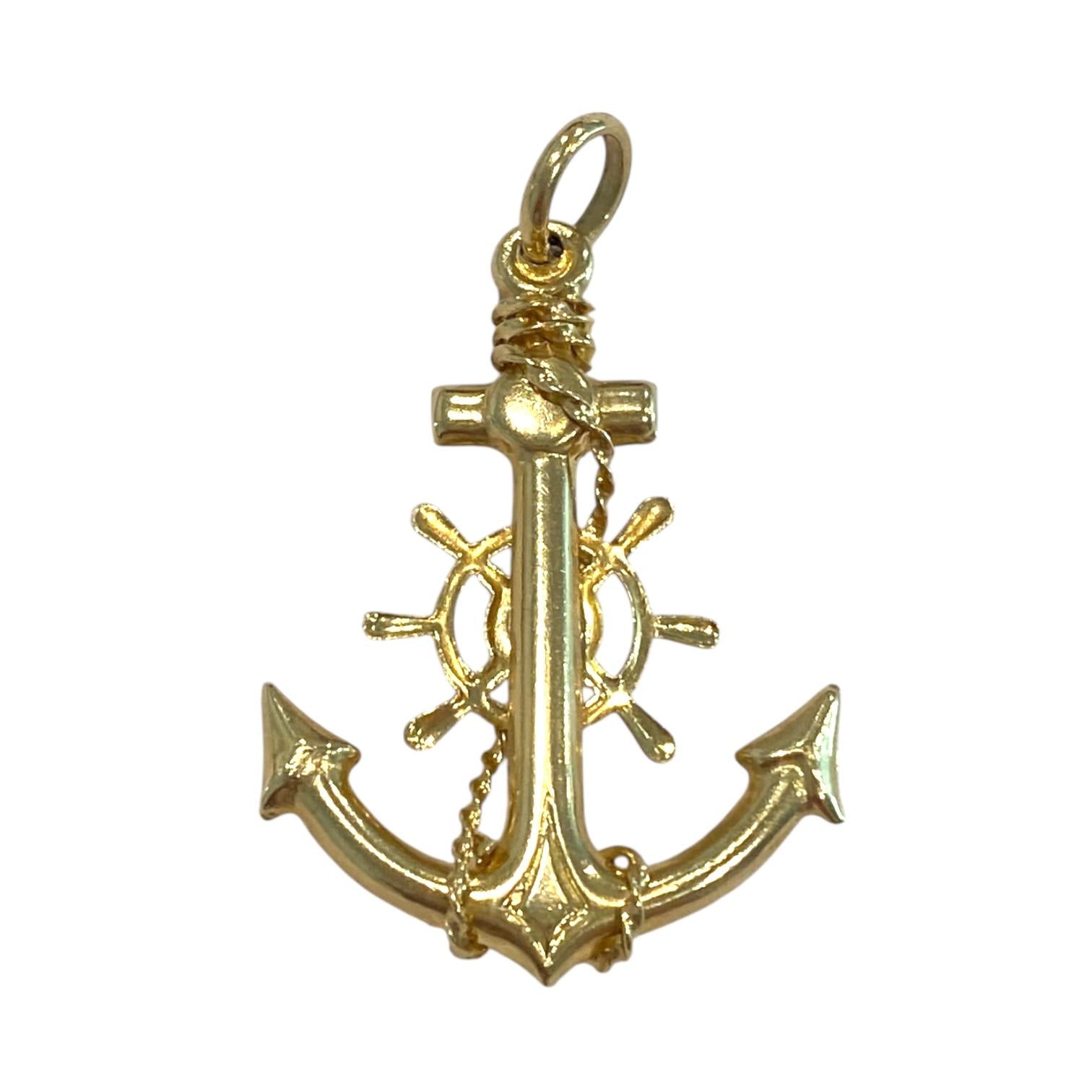 14K Yellow Gold Anchor Pendant