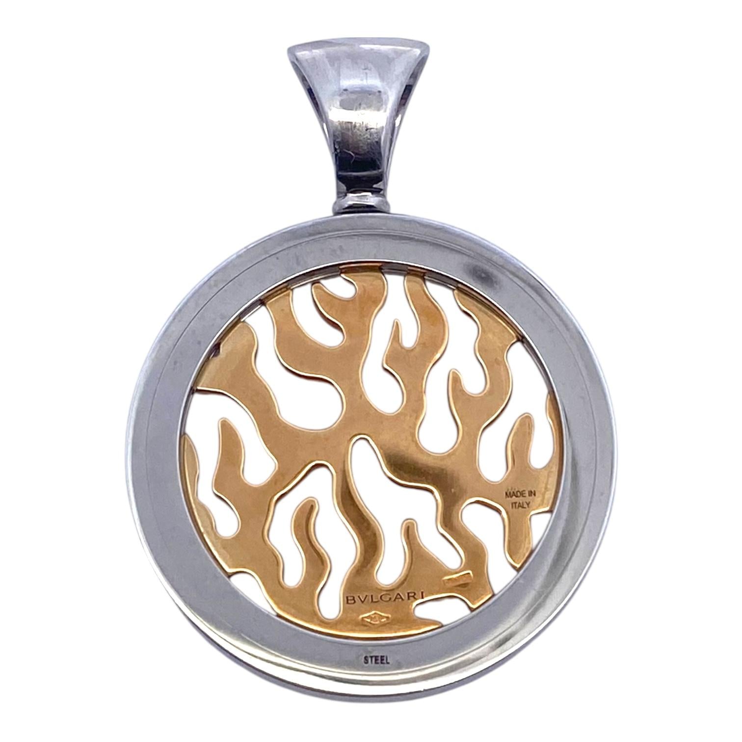 Vintage Bvlgari Tondo Fire Diamond 18K Stainless Pendant