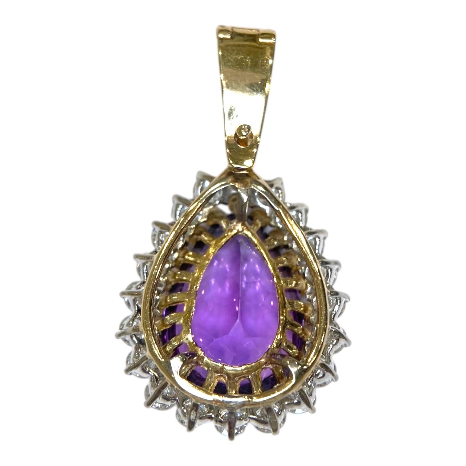 Vintage 14K Gold Amethyst & Diamond Pendant Enhancer