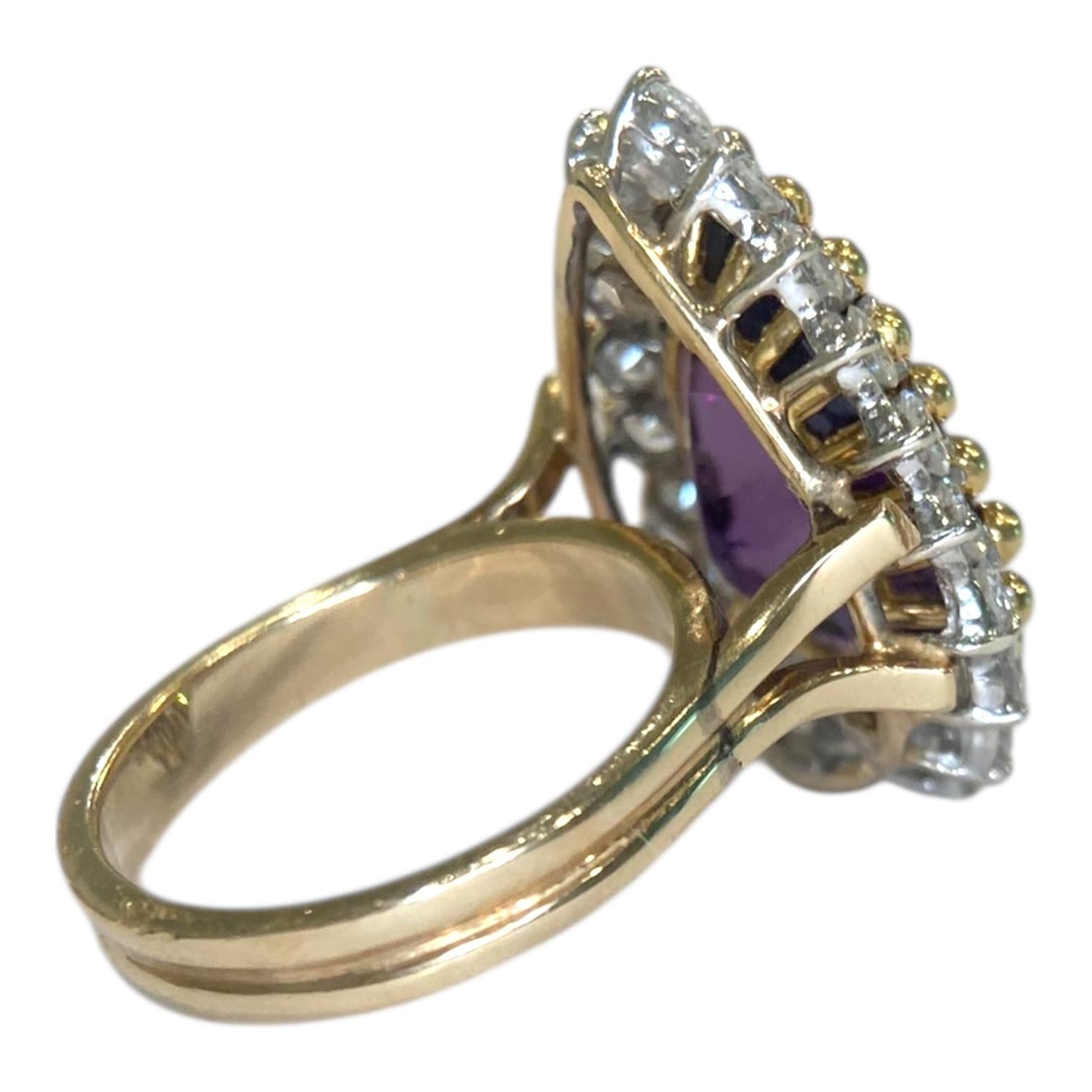 Vintage 14K Gold Amethyst & Diamond Ring