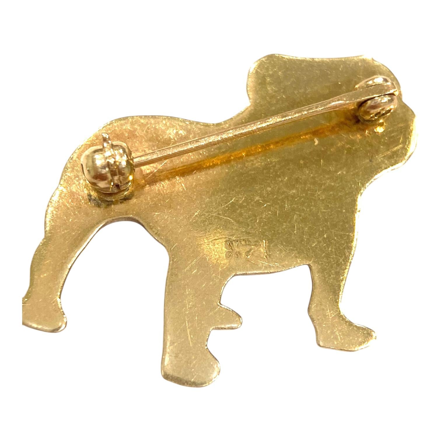 Vintage 14K Yellow Gold Bulldog Brooch