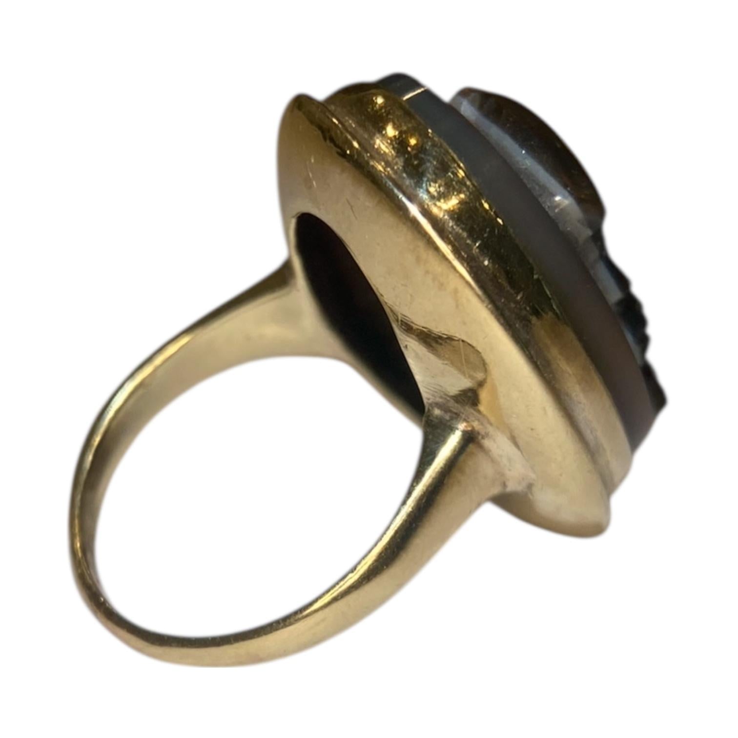 Antique 14K Gold Agate Cameo Ring