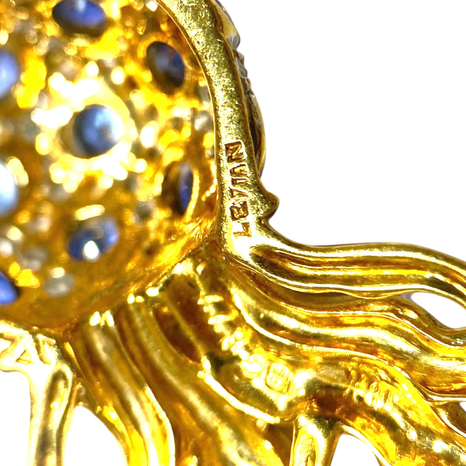 LeVian 18K Sapphire Diamond Jelly Fish Brooch