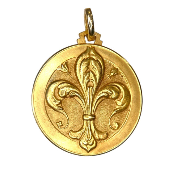 Vintage 18K Yellow Gold Pendant Fleur-De-Lis Pendant