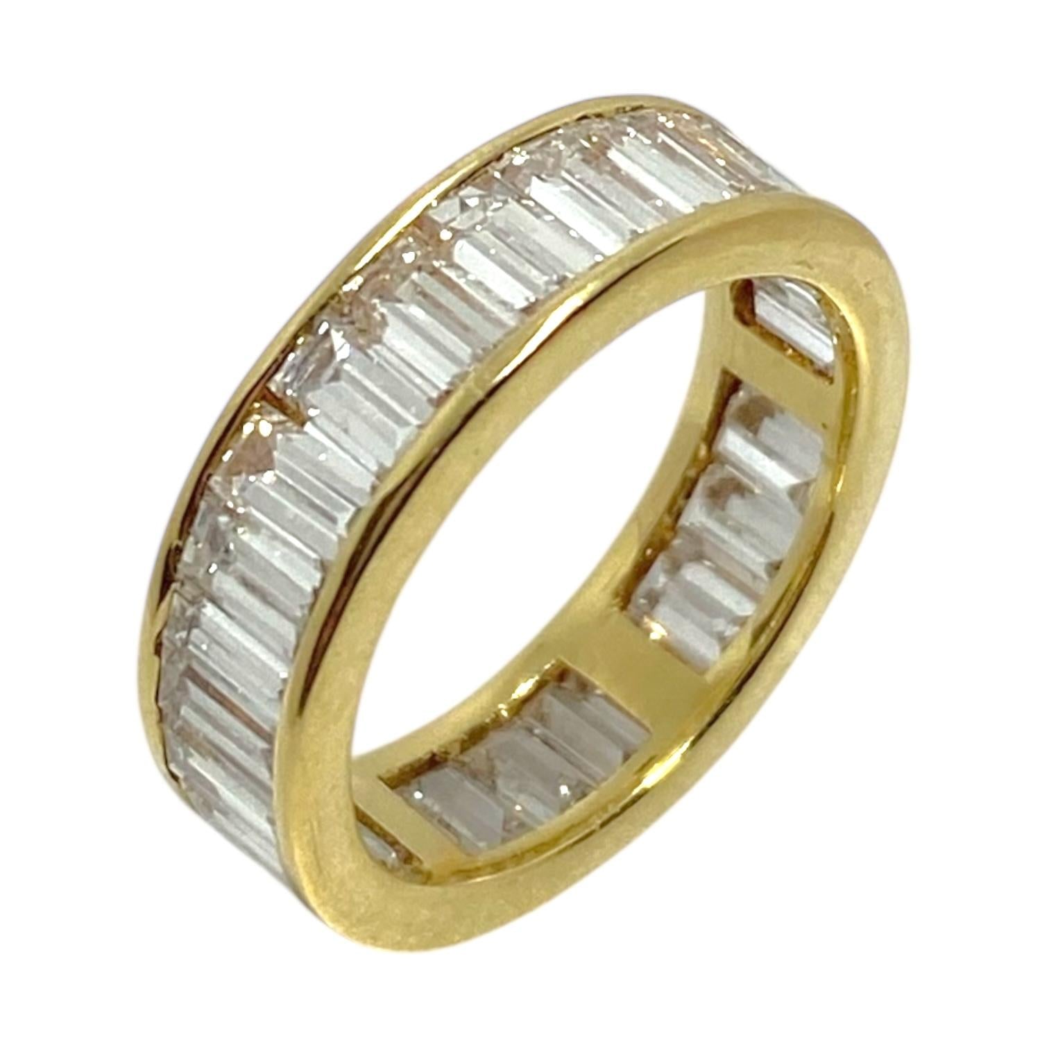Vintage 18K Yellow Gold Baguette Cut Diamond Eternity Band