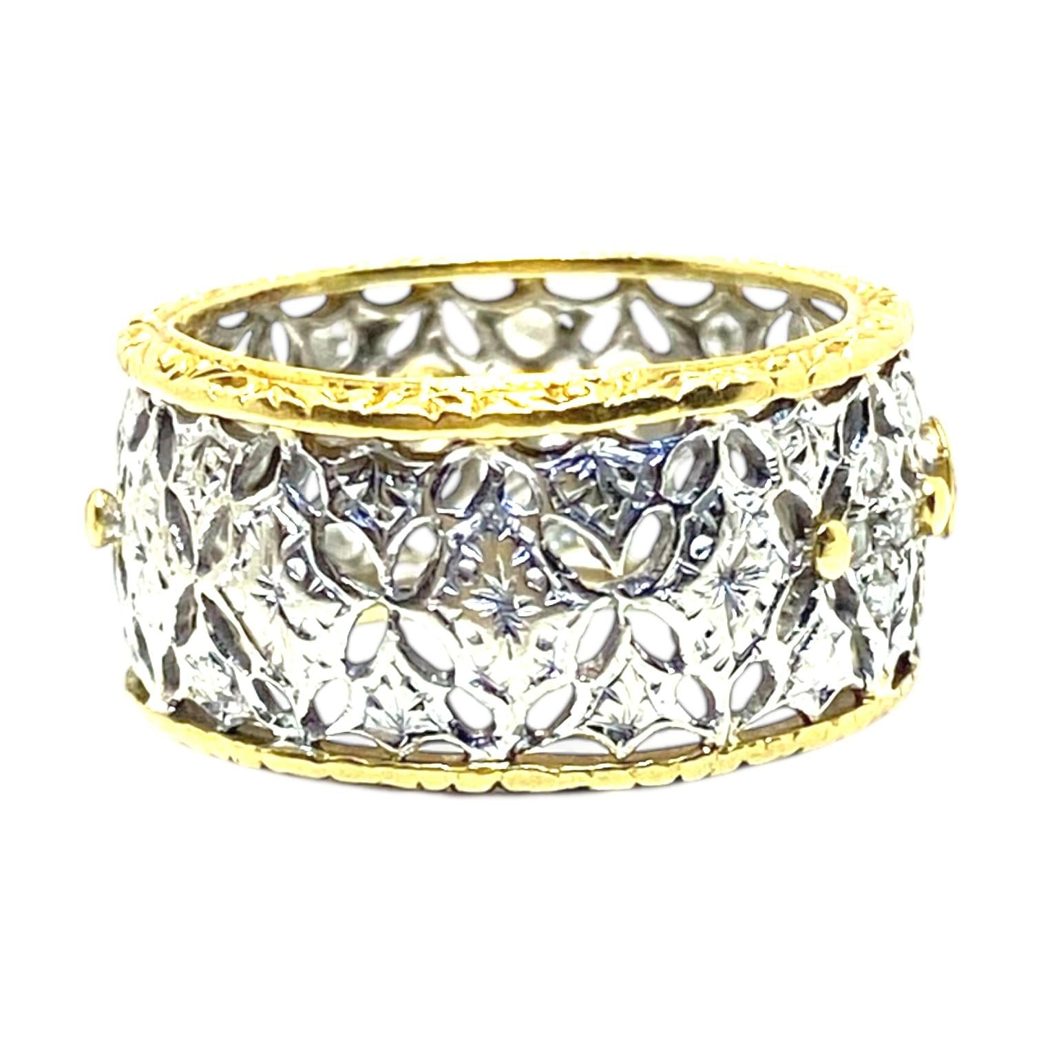 Vintage 18K Lace Design Diamond Band Ring