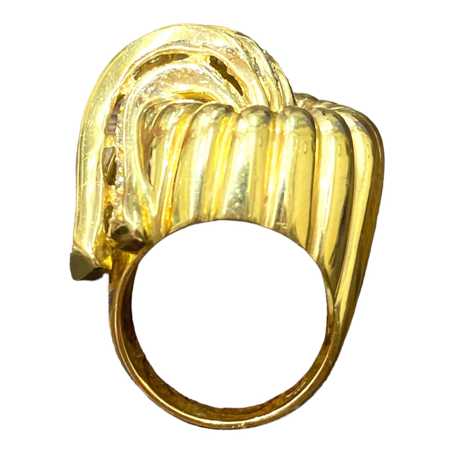 Vintage 18K Gold Large Waterfall Diamond Cocktail Ring