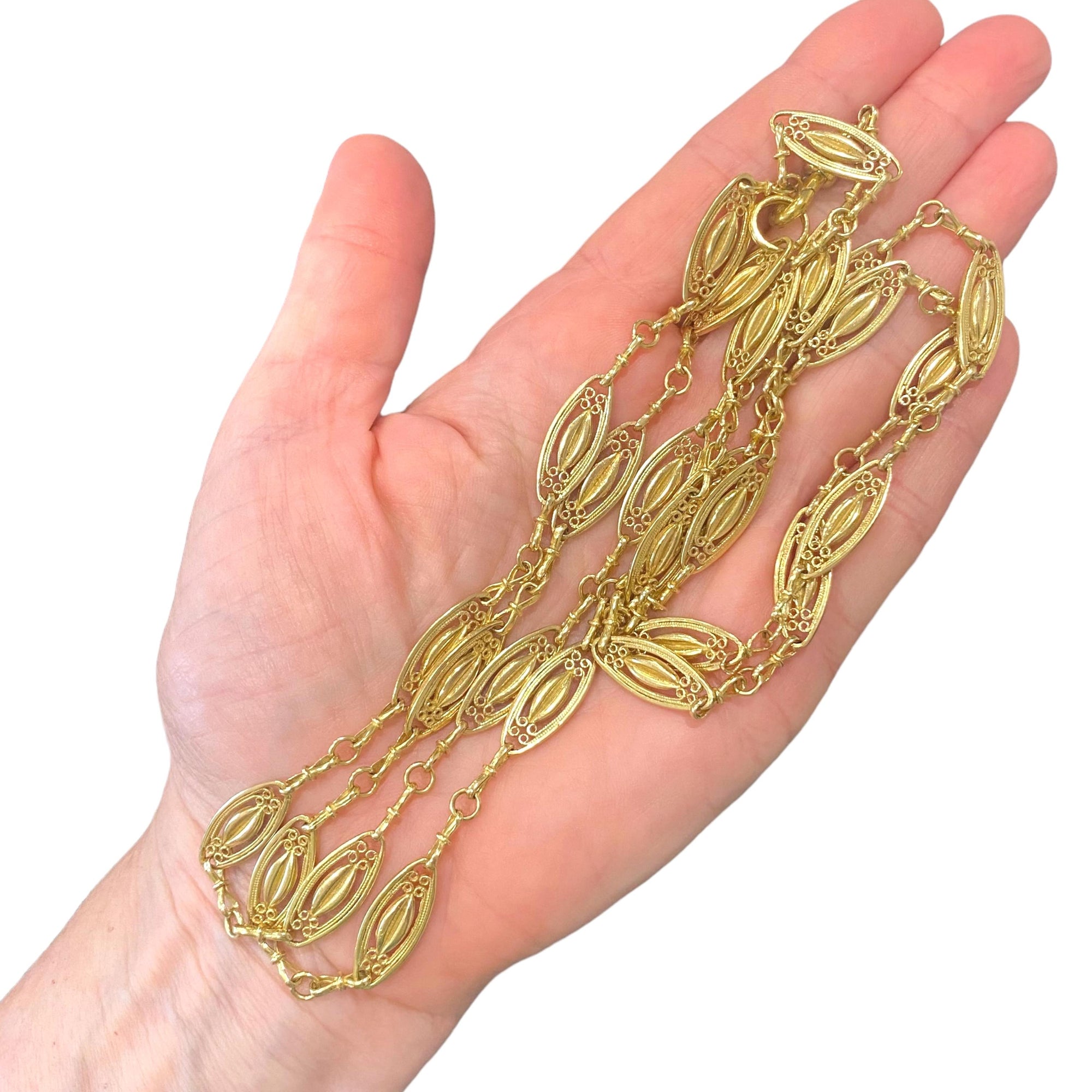 Antique 18K Yellow Gold 42" Long Guard Chain