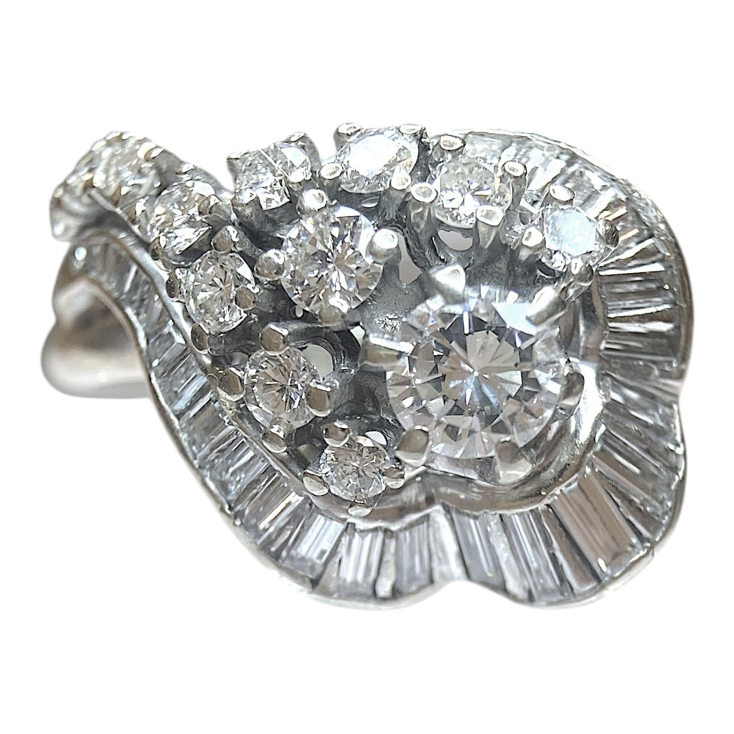 Vintage 14K White Gold Diamond Ballerina Ring