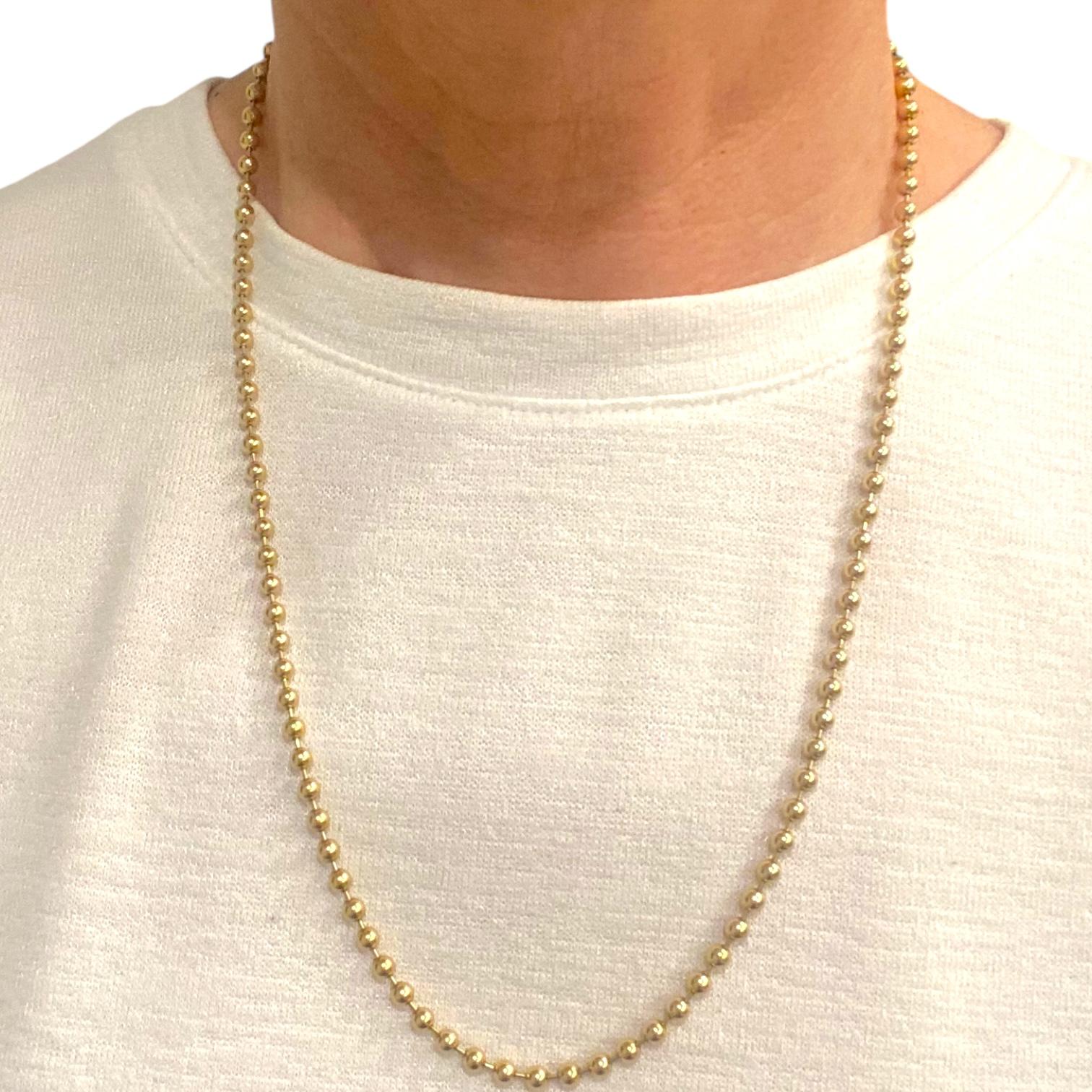 Vintage 14K Yellow Gold Large Ball Chain Necklace 23"