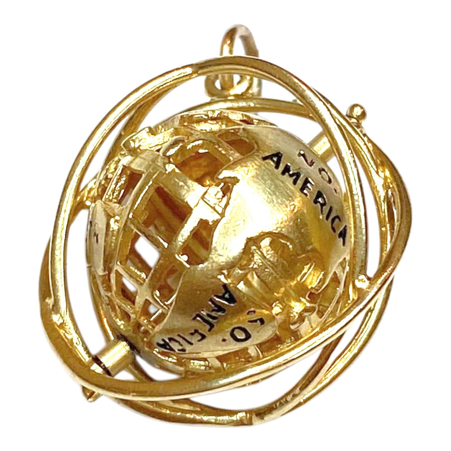 Vintage 14K Yellow Gold Globe Charm