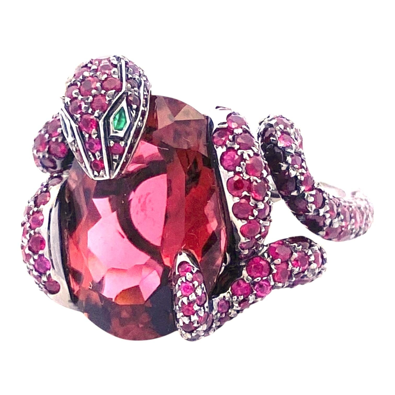 Boucheron Tourmaline Ruby Emerald Python Ring