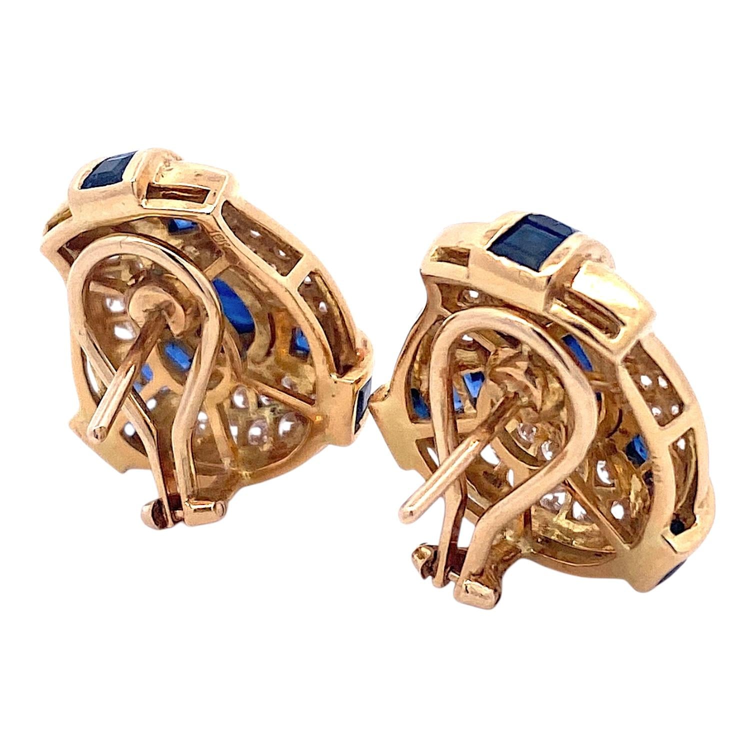 Vintage 18K Sapphire & Diamond Earrings