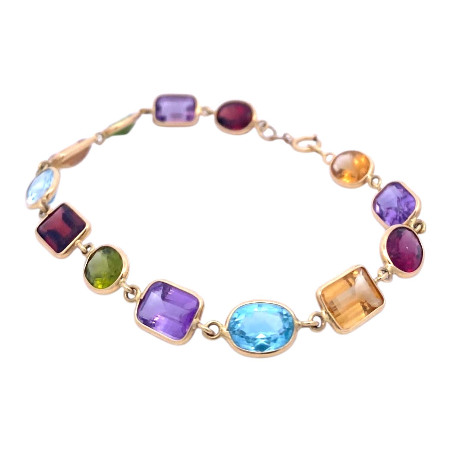 Vintage 18K Gold Multi Gemstone Bracelet