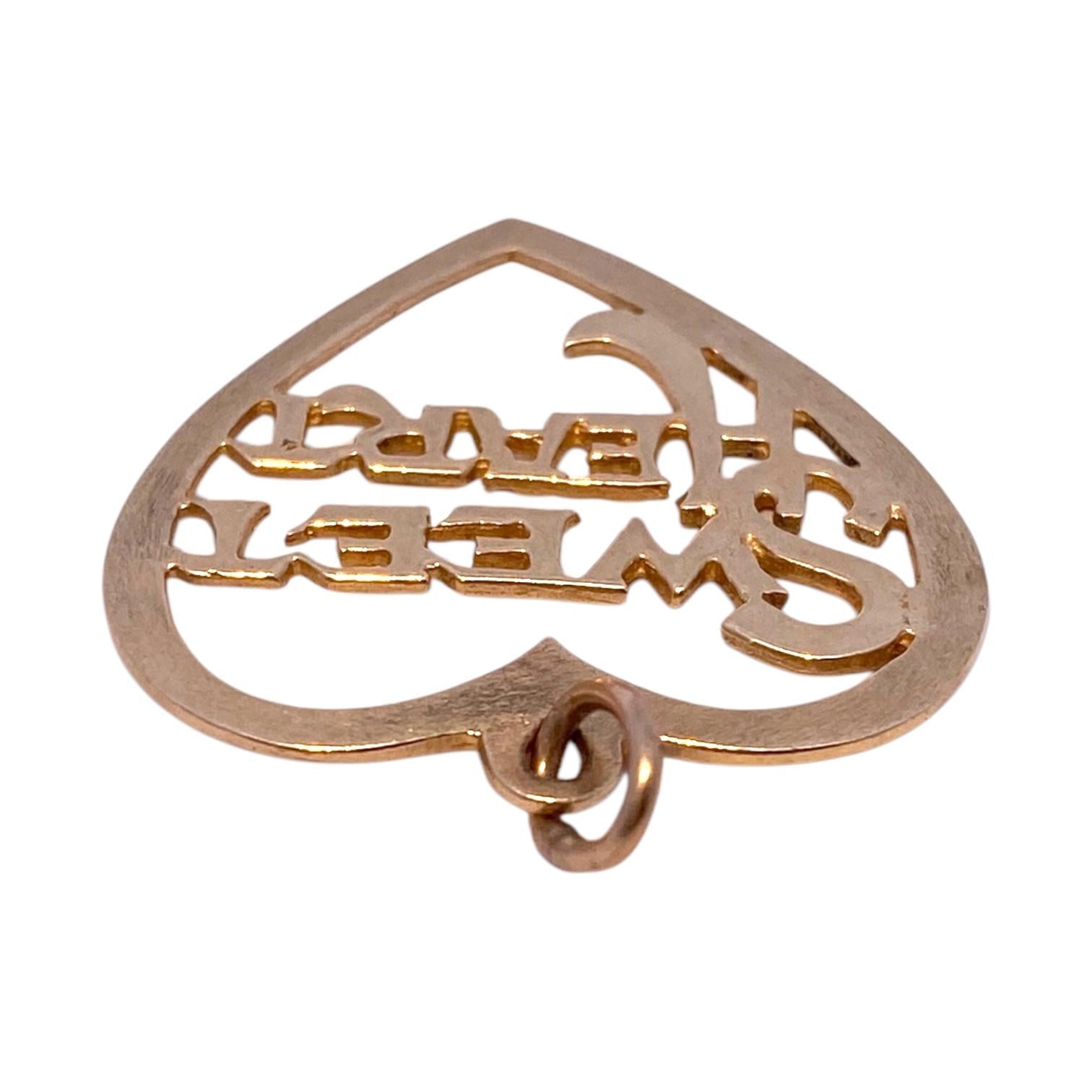 Vintage 14K Sweet Heart Charm Pendant