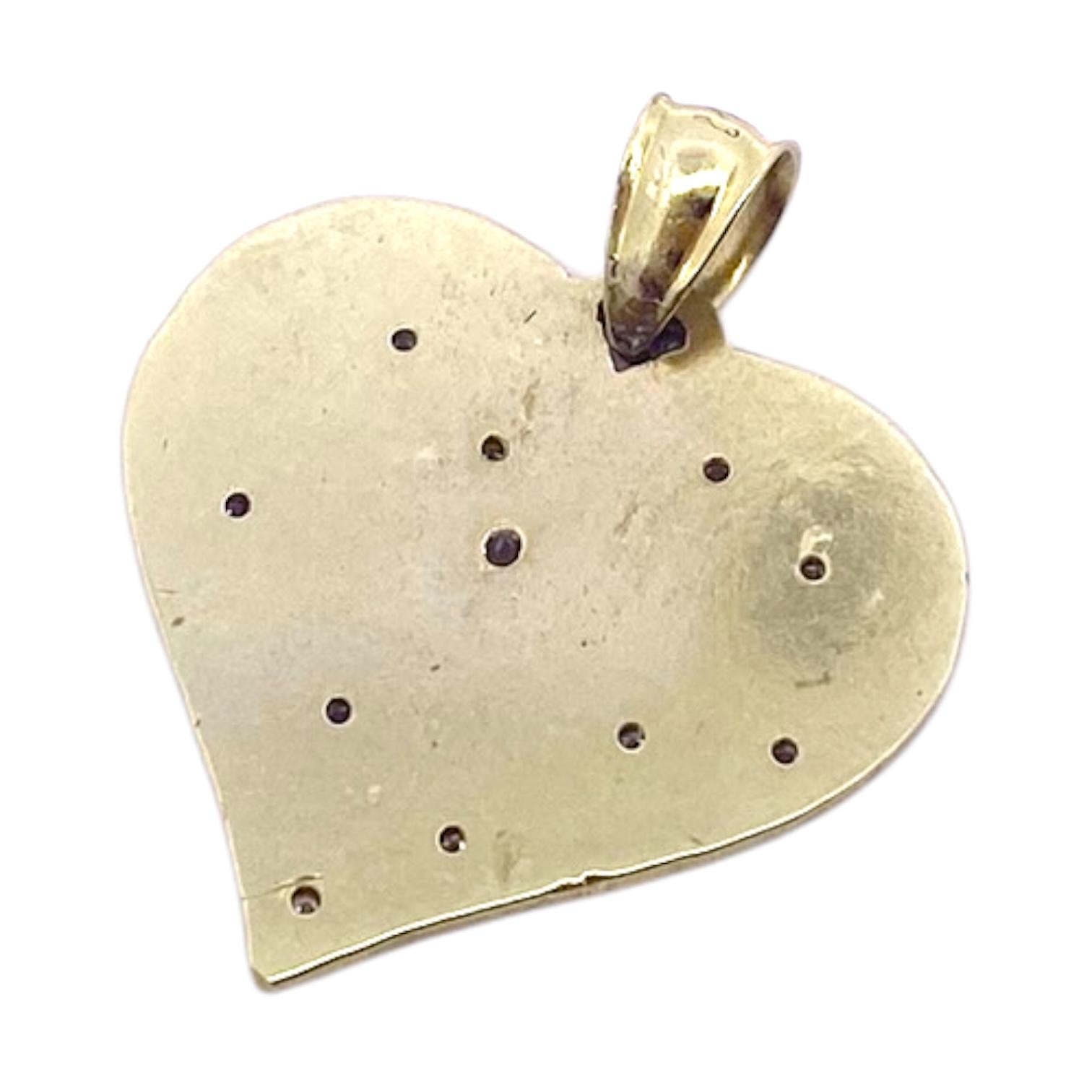 Vintage 14K Gold Diamond Heart Pendant