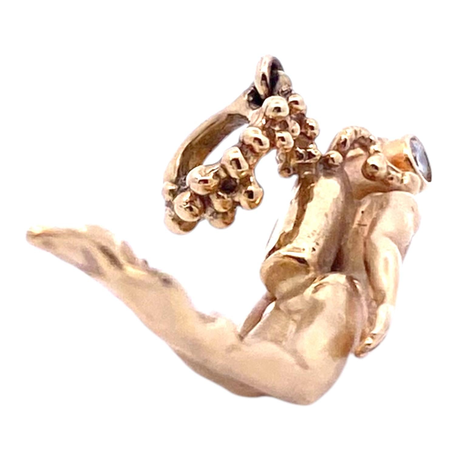 Vintage 14K Diamond Set Scuba Diver Charm Pendant