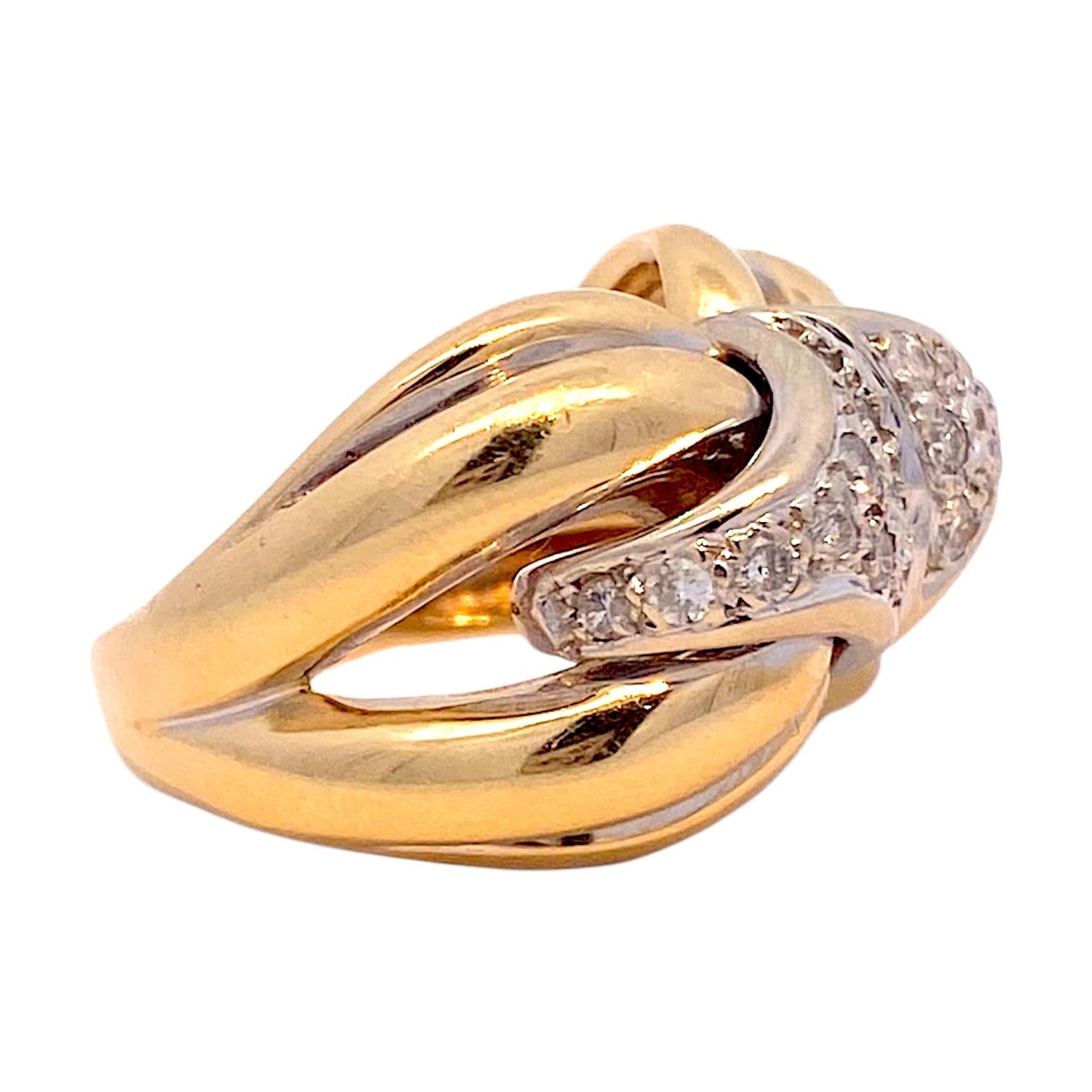 Vintage 18K Two Tone Diamond Cocktail Ring