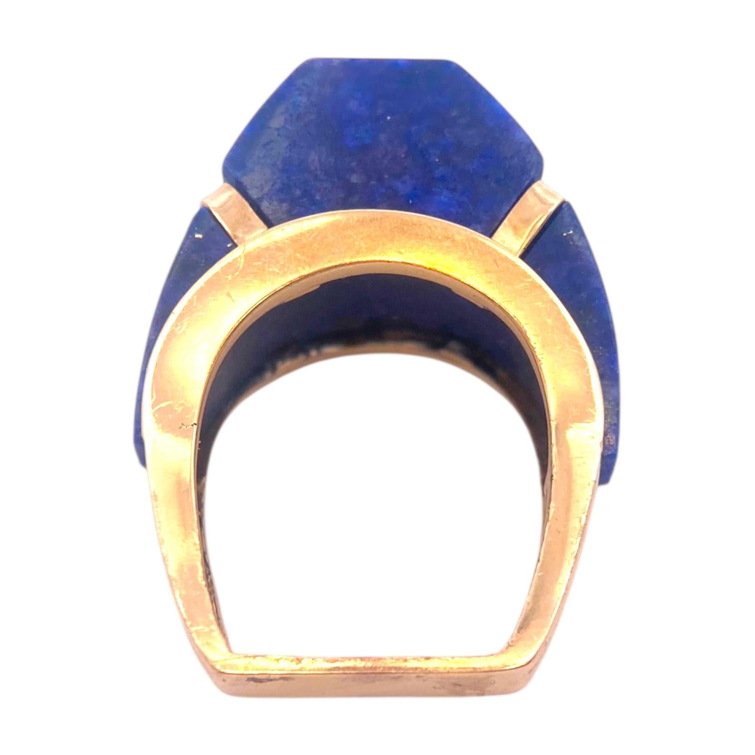 Mid-Century Design 14K Lapis Lazuli Ring