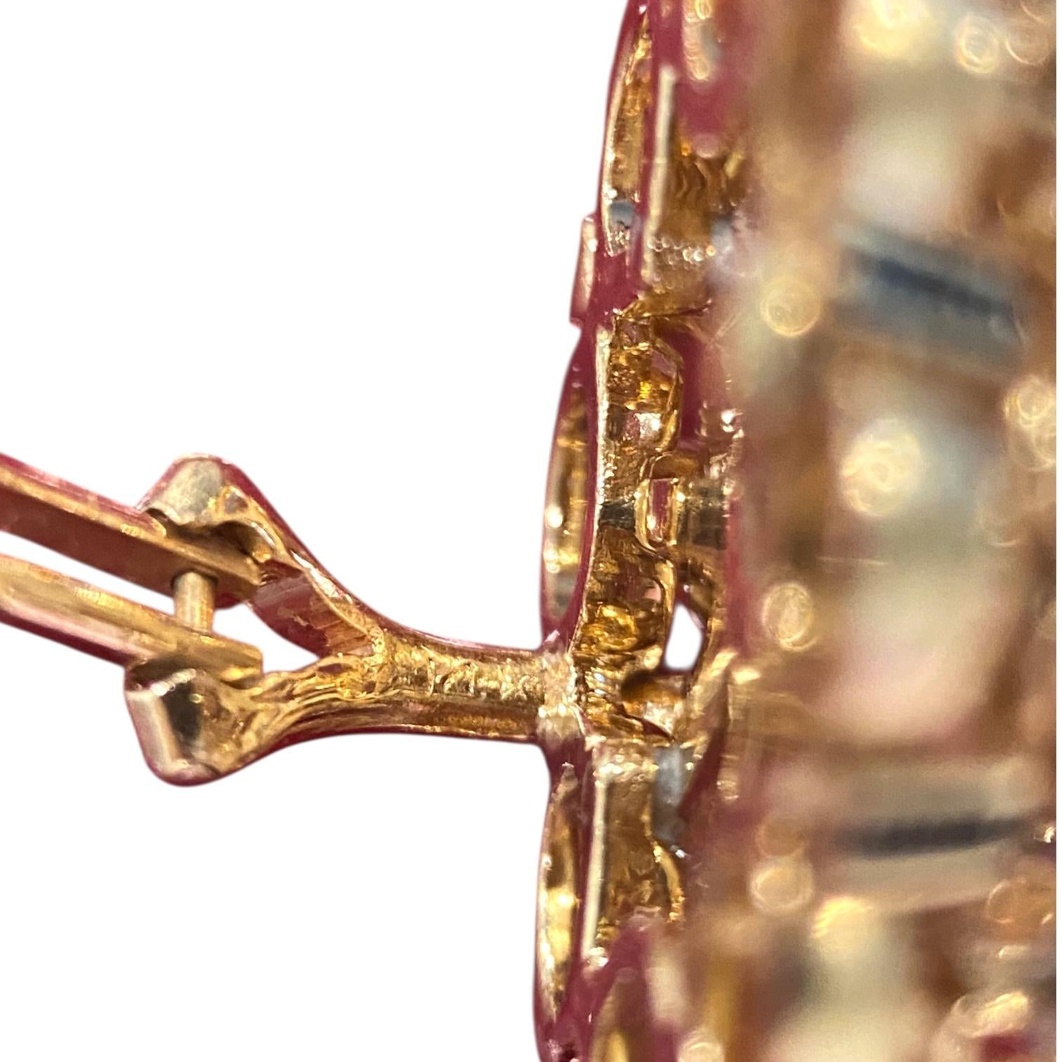 Vintage 14K Diamond Cluster Earrings with Enamel Accents