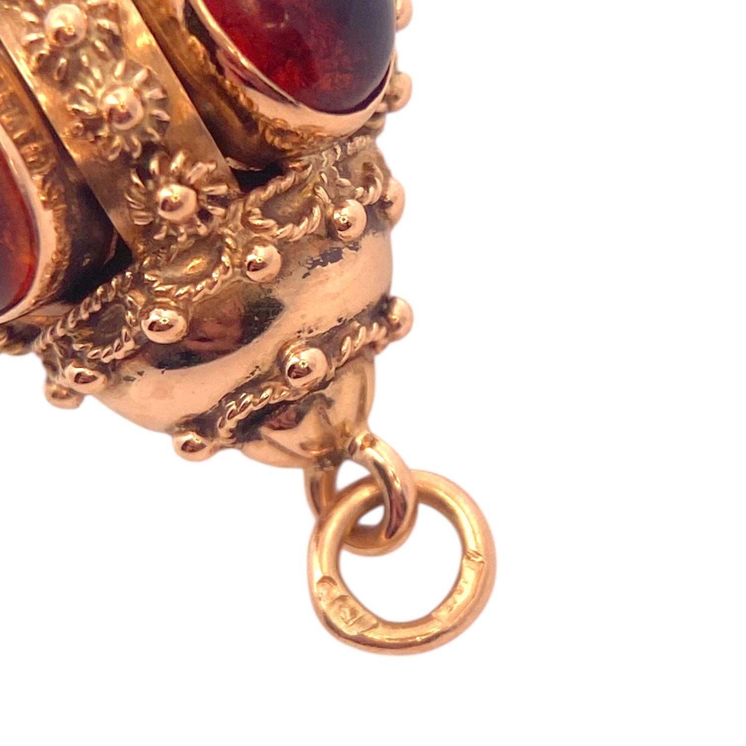 Etruscan Revival Italian 18K Citrine Cabochon Charm Pendant