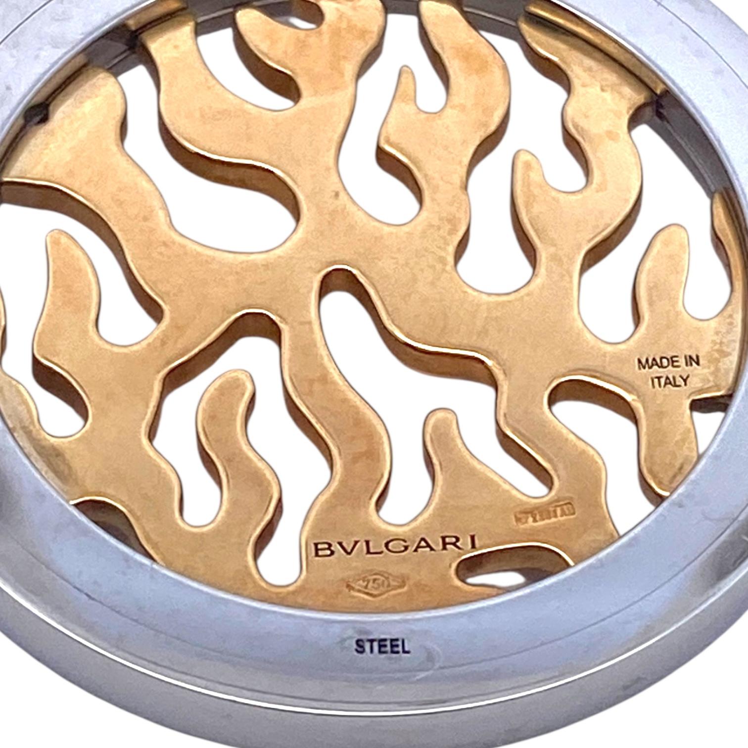 Vintage Bvlgari Tondo Fire Diamond 18K Stainless Pendant