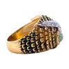 Vintage 18K Gold Diamond Owl Ring with Chrysoberyl Eyes