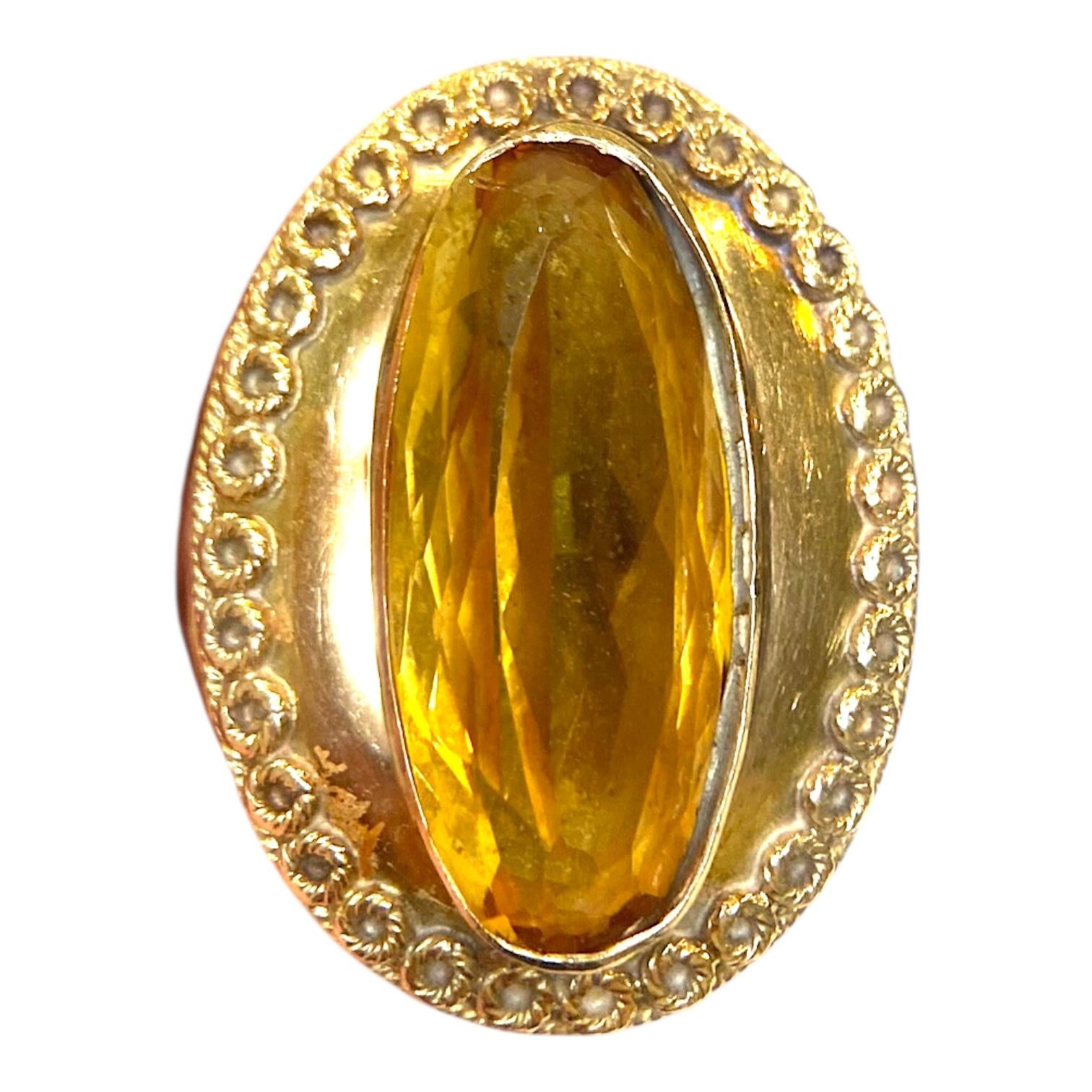Etruscan Revival 18K Gold Citrine Charm Pendant