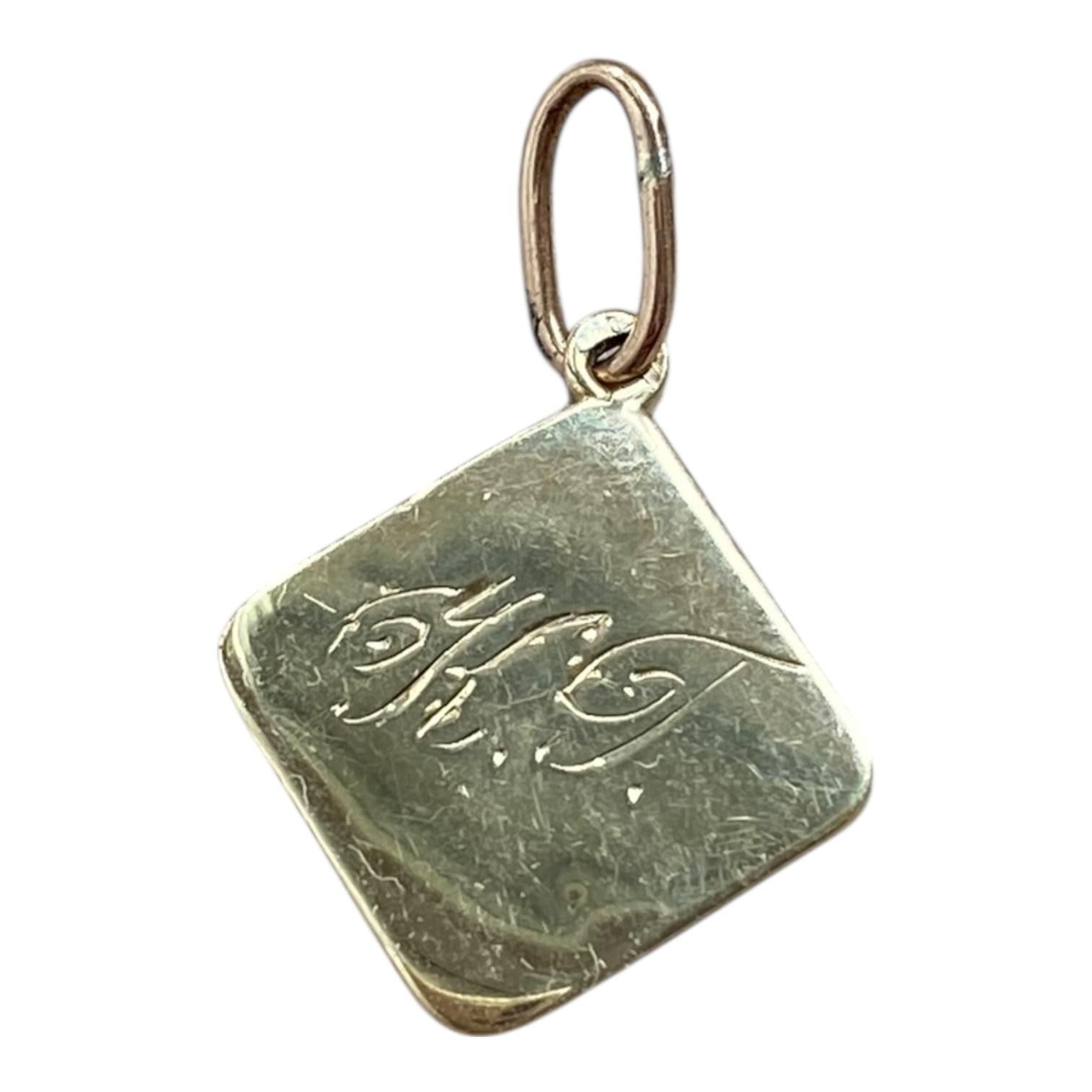 Antique 14K Yellow Gold Enamel Four Leaf Clover Charm Pendant