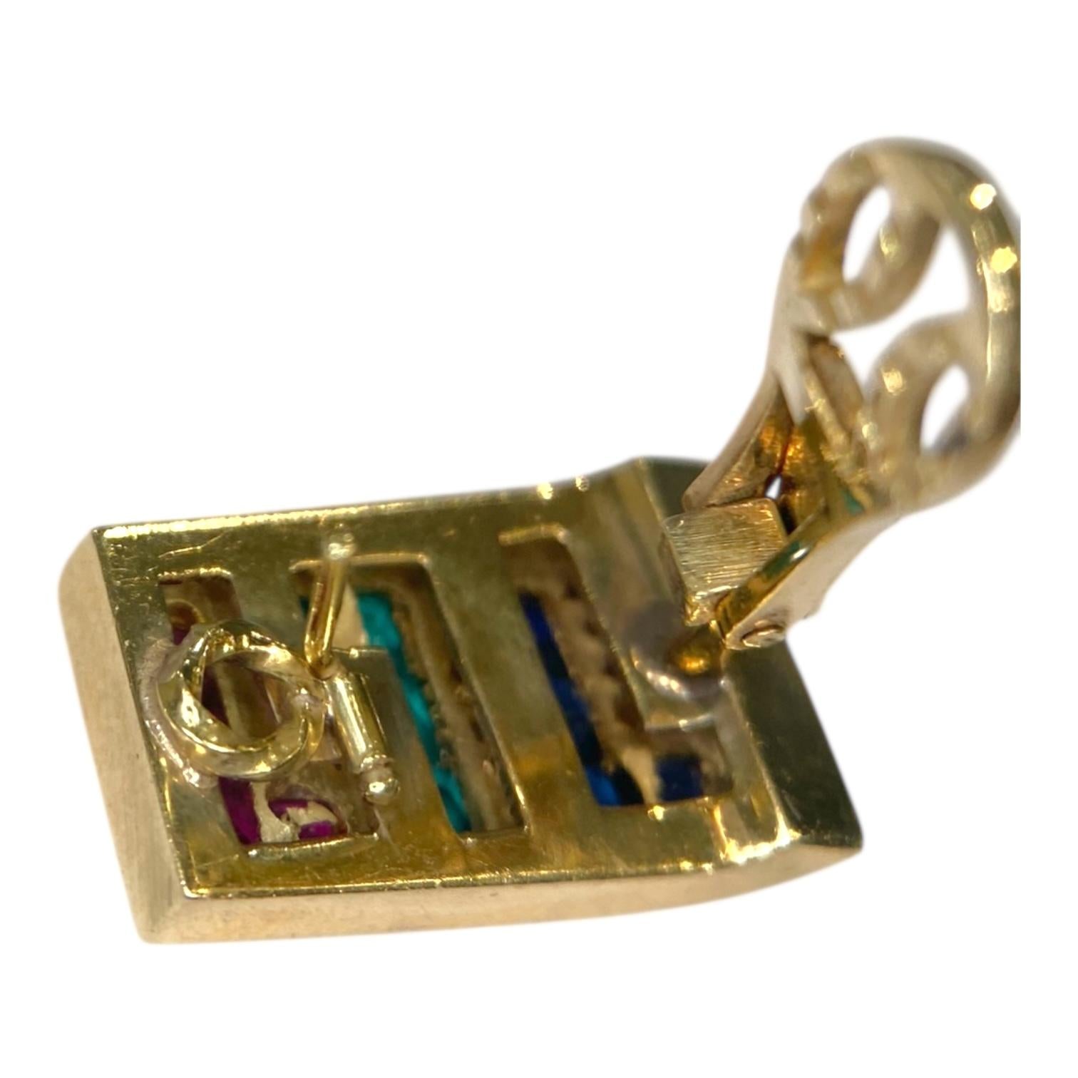 Vintage 18K Gold Emerald Ruby Sapphire Diamond Earrings