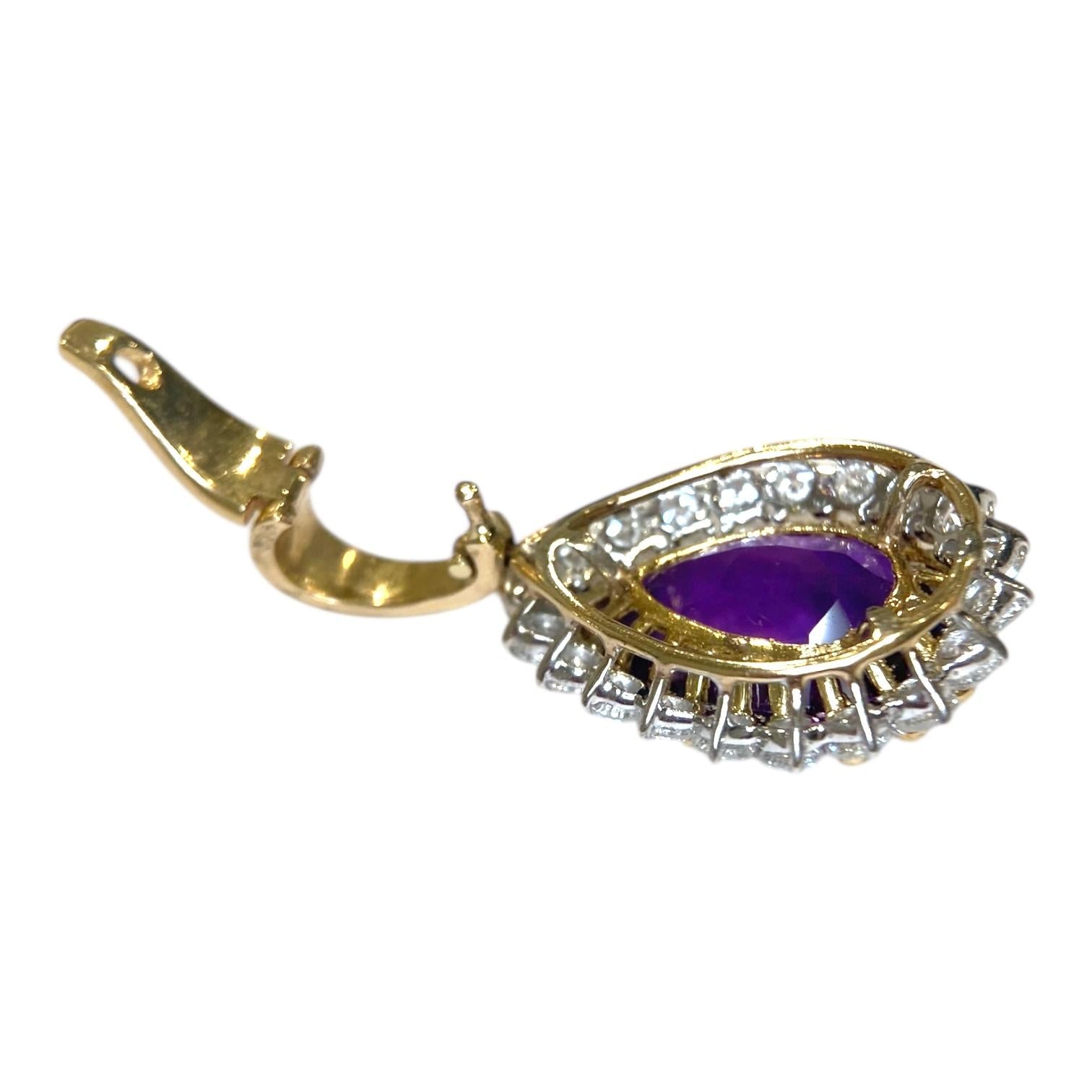Vintage 14K Gold Amethyst & Diamond Pendant Enhancer