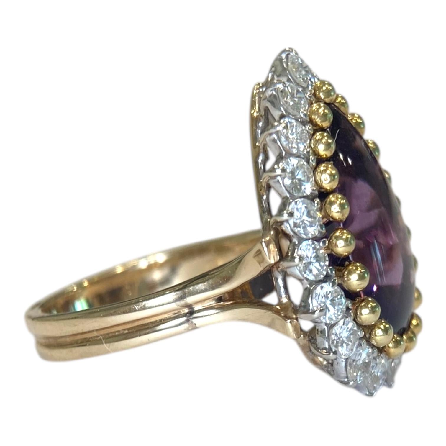 Vintage 14K Gold Amethyst & Diamond Ring
