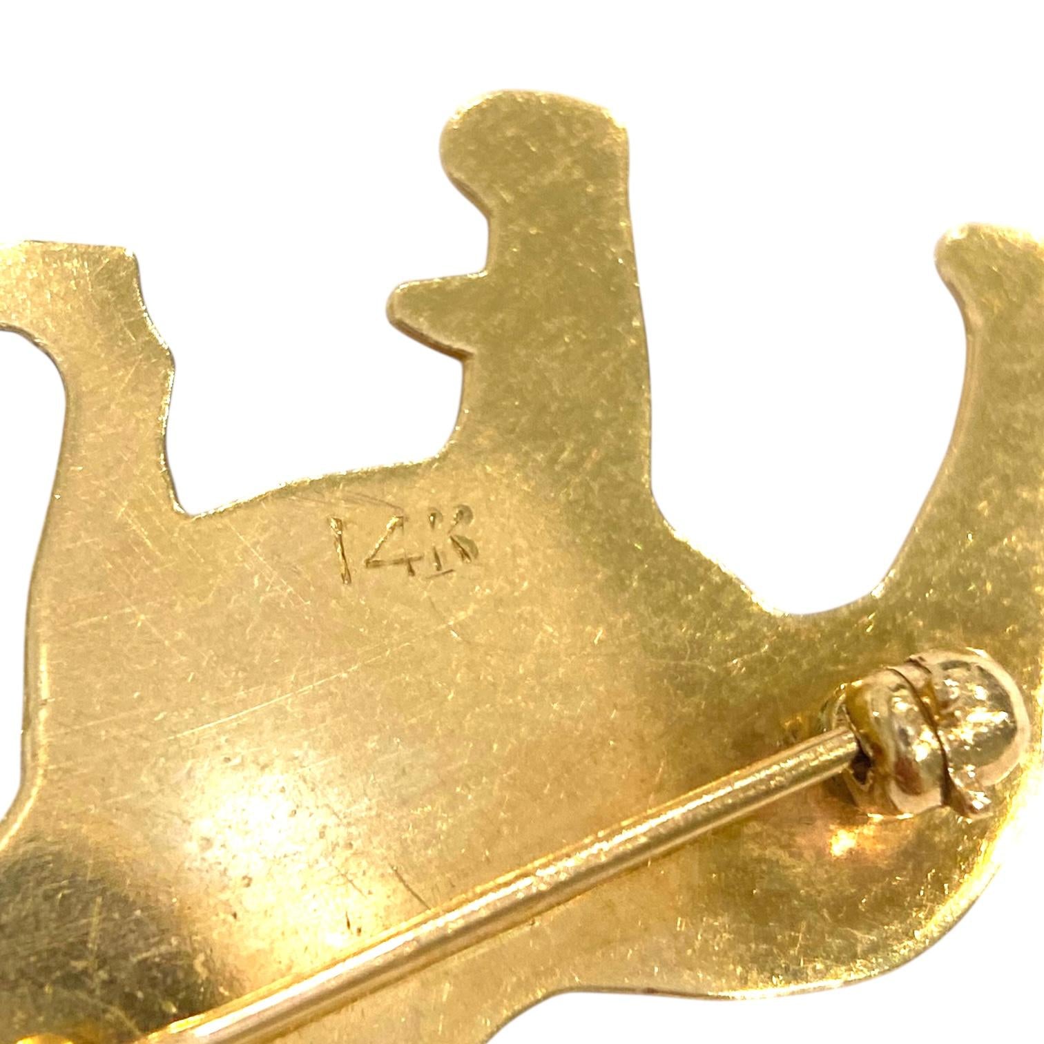 Vintage 14K Yellow Gold Bulldog Brooch