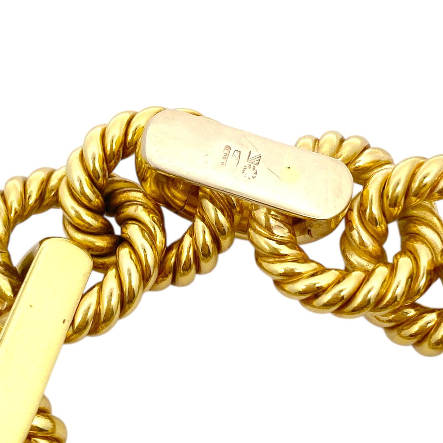 Vintage Italian 18K Yellow Gold Large Rope Style Link Bracelet