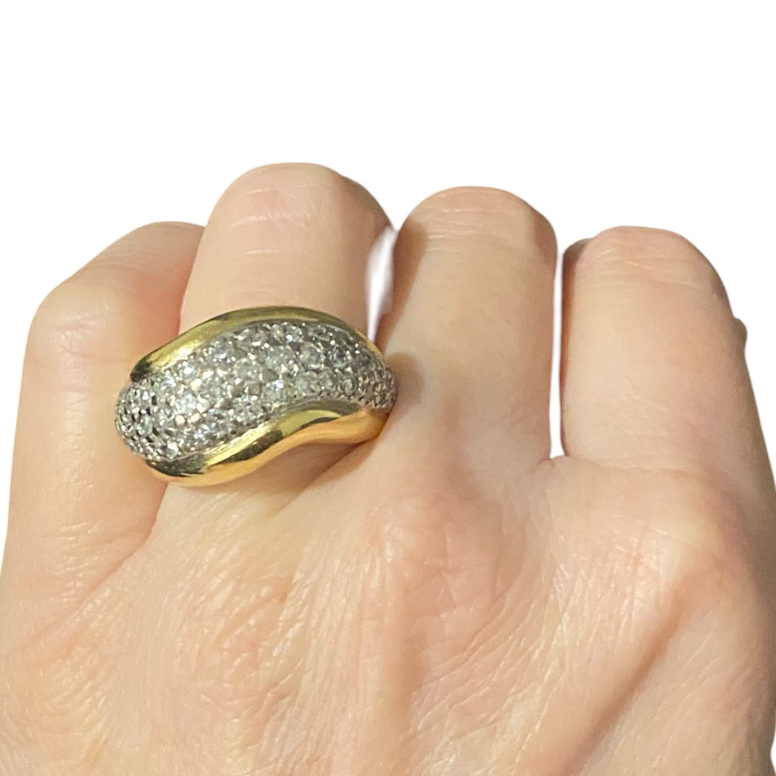 Vintage 18K Gold Pave Diamond Dome Ring