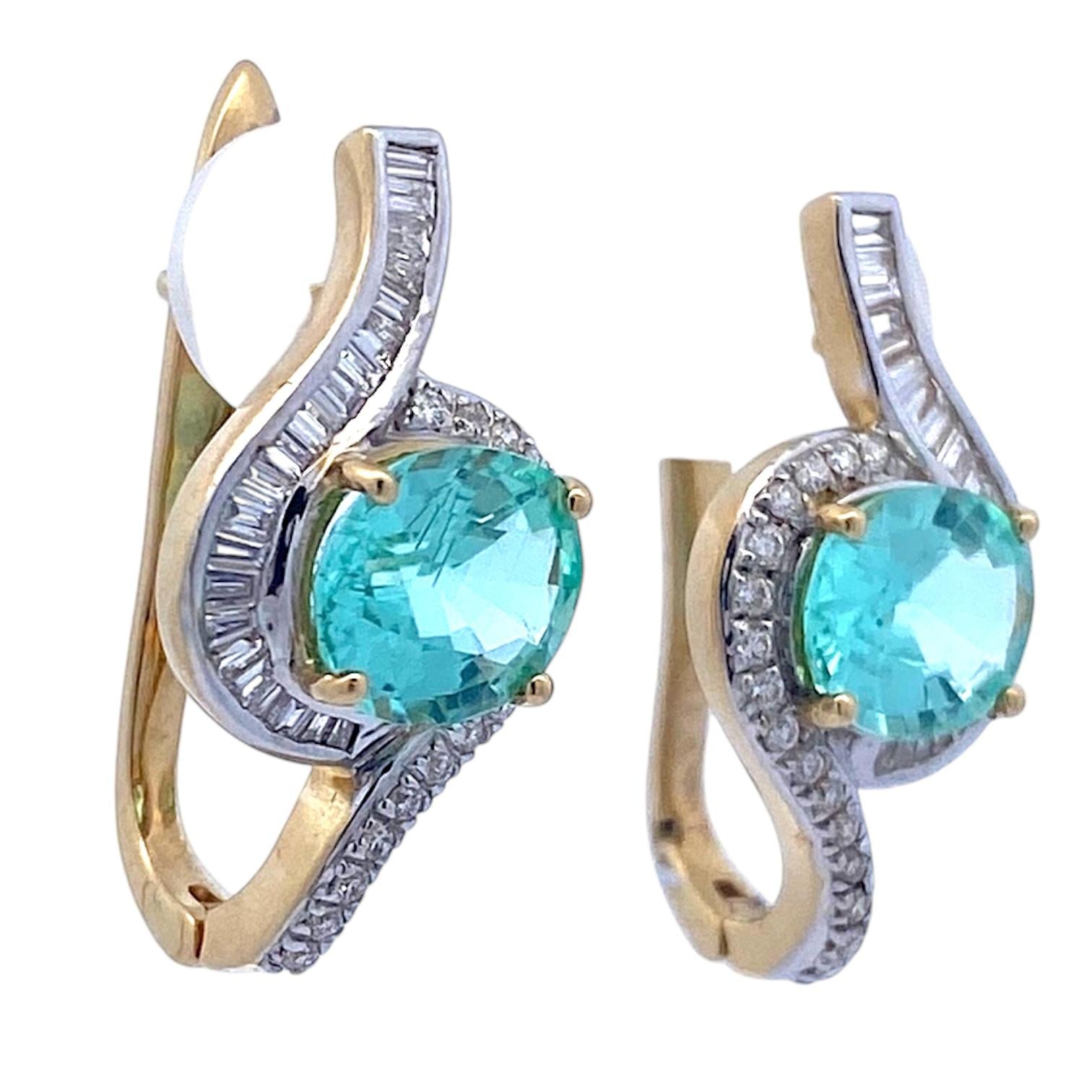 GIA Certified Paraiba Tourmaline & Diamond 18K Earrings