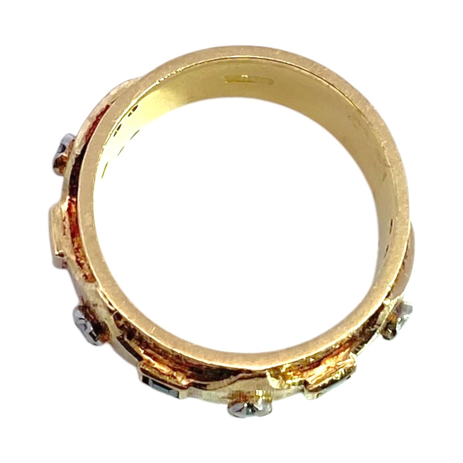 Vintage 18K Yellow Gold Emerald & Diamond Band