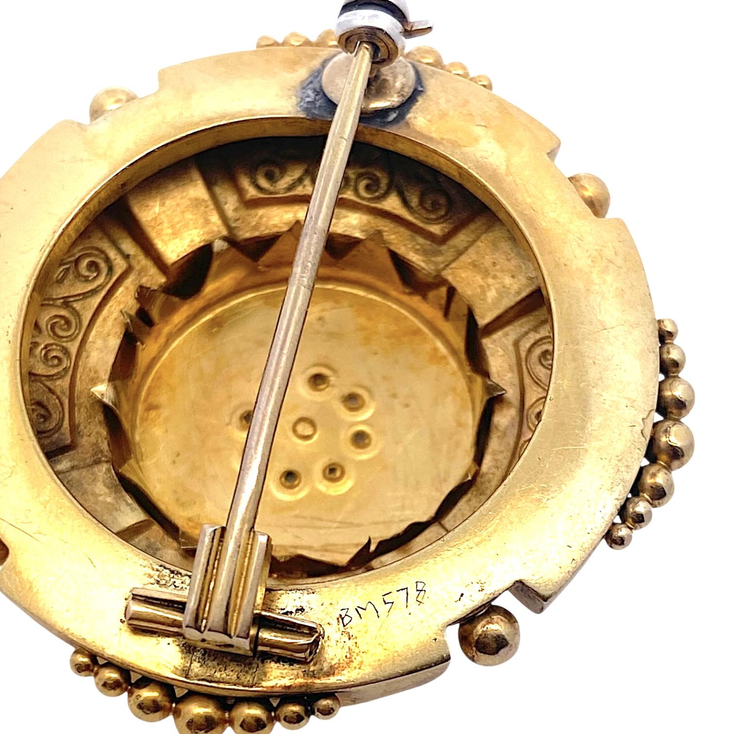 Etruscan Revival Antique 14K Pearl Brooch