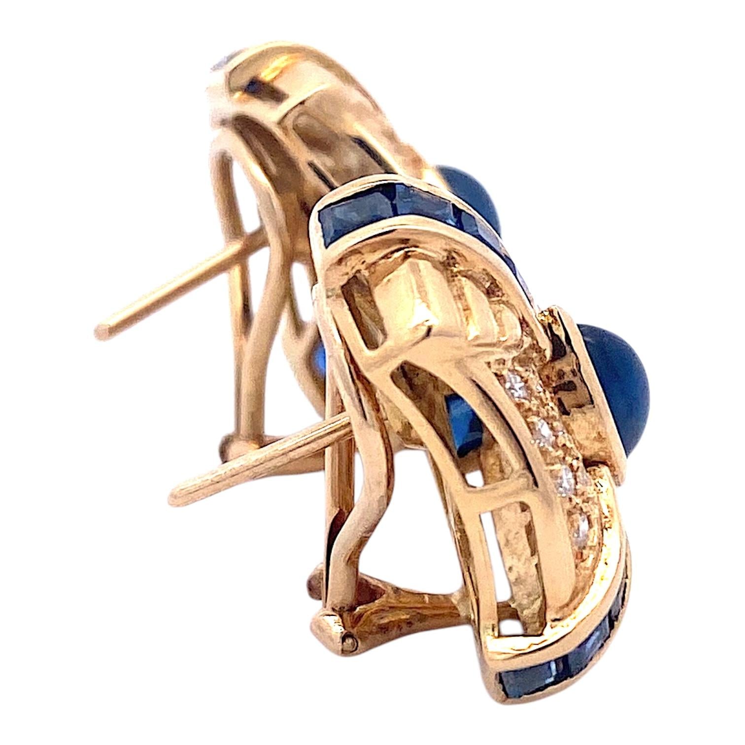 Vintage 18K Sapphire & Diamond Earrings