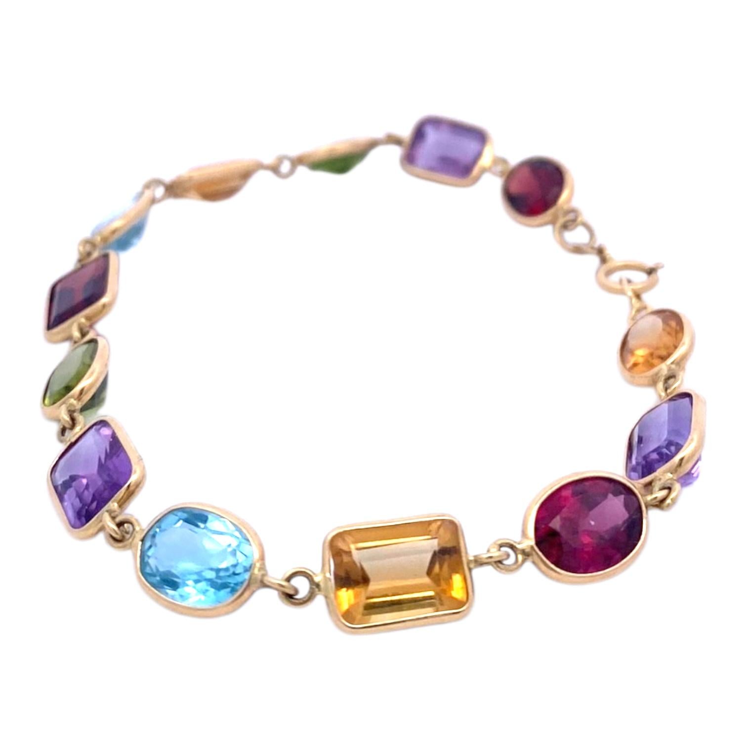 Vintage 18K Gold Multi Gemstone Bracelet