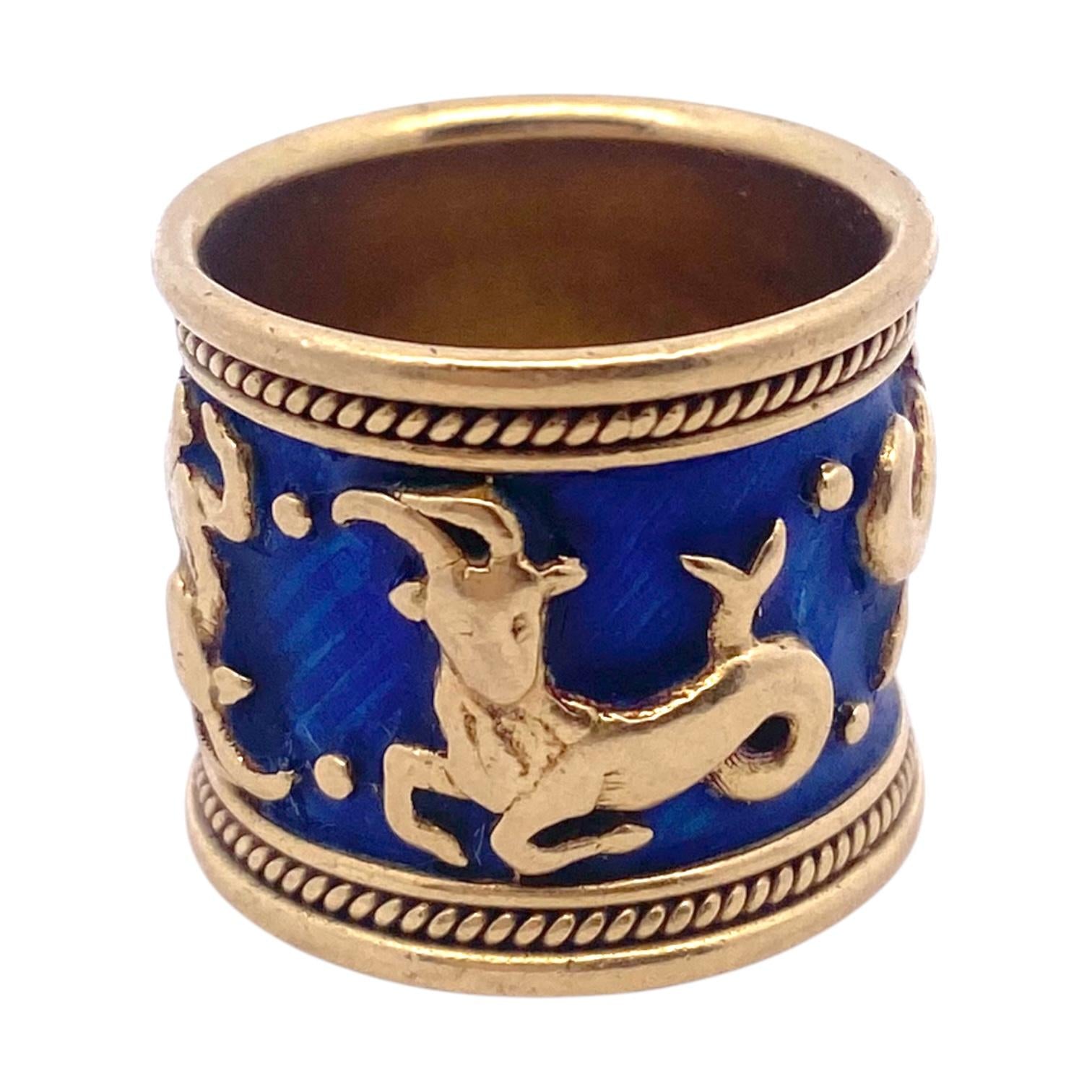 Vintage ELizabeth Gage Sagittarius Zodiac Enamel Band Ring