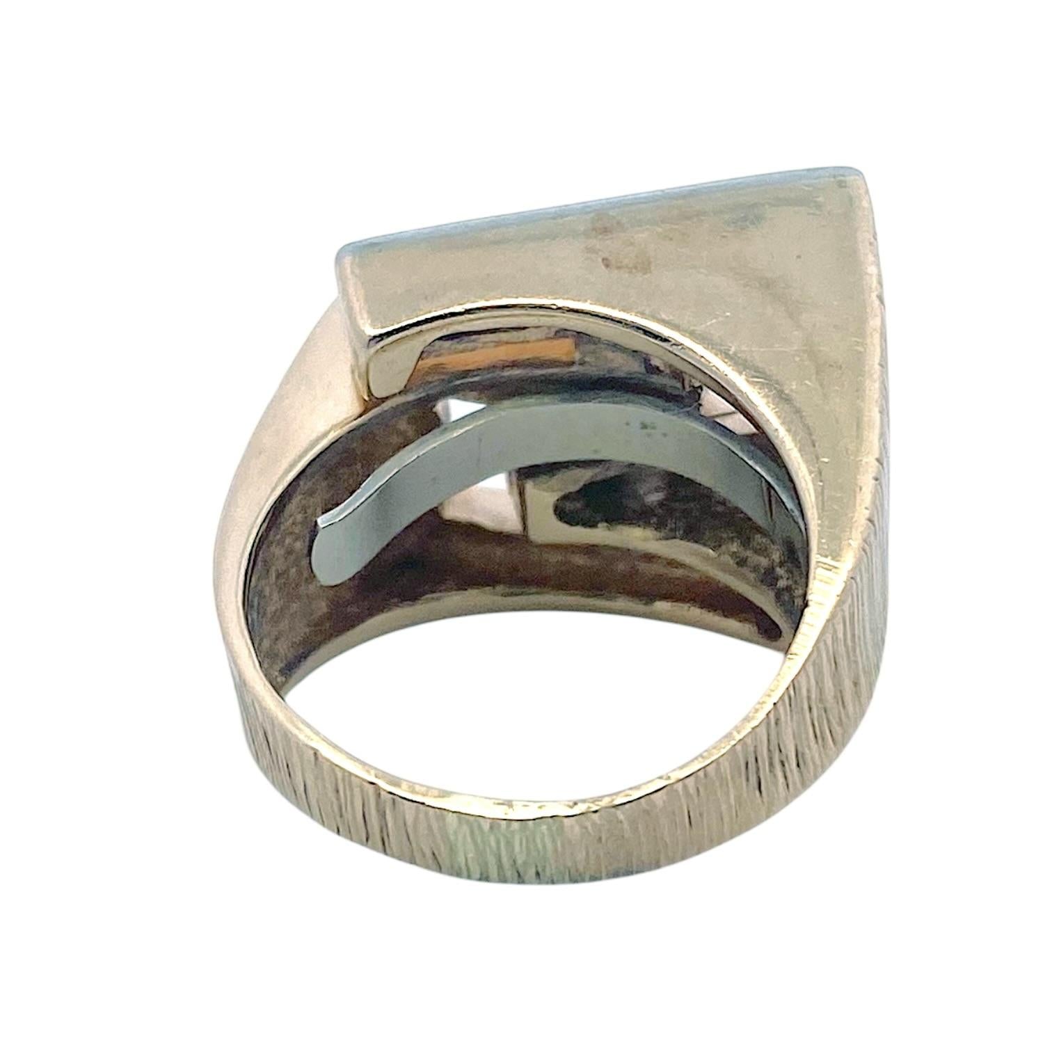 Vintage 14K Gold Mid Century Geometric Diamond Ring