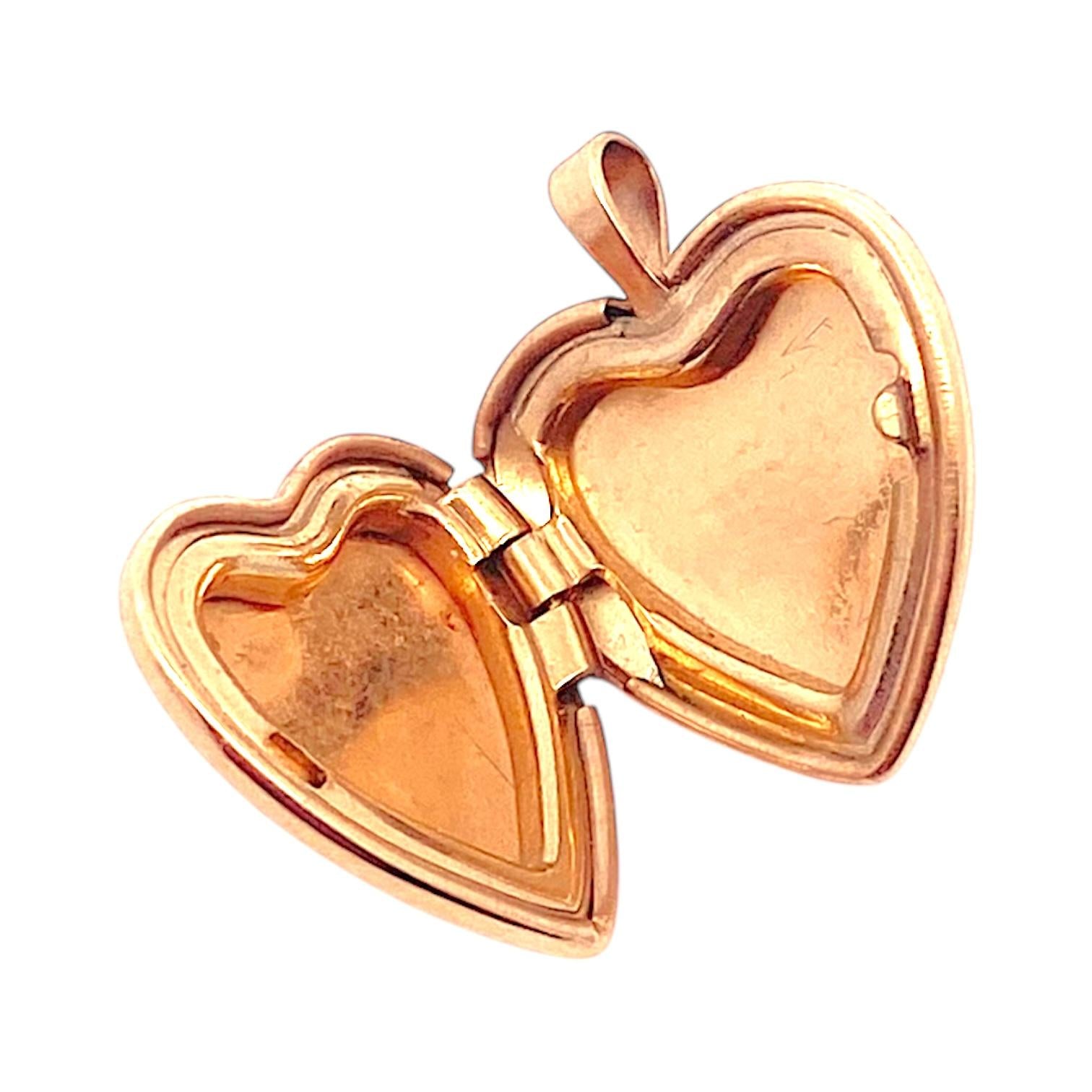 Vintage 14K Yellow Gold Small Heart Locket Charm Pendant