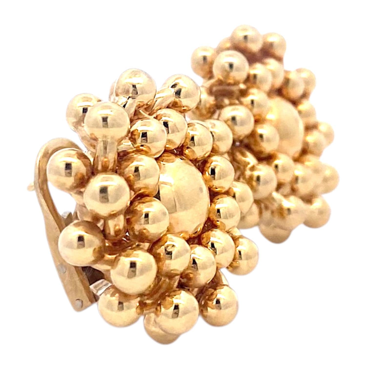 Vintage Chiampesan 18K Yellow Gold Beaded Earrings